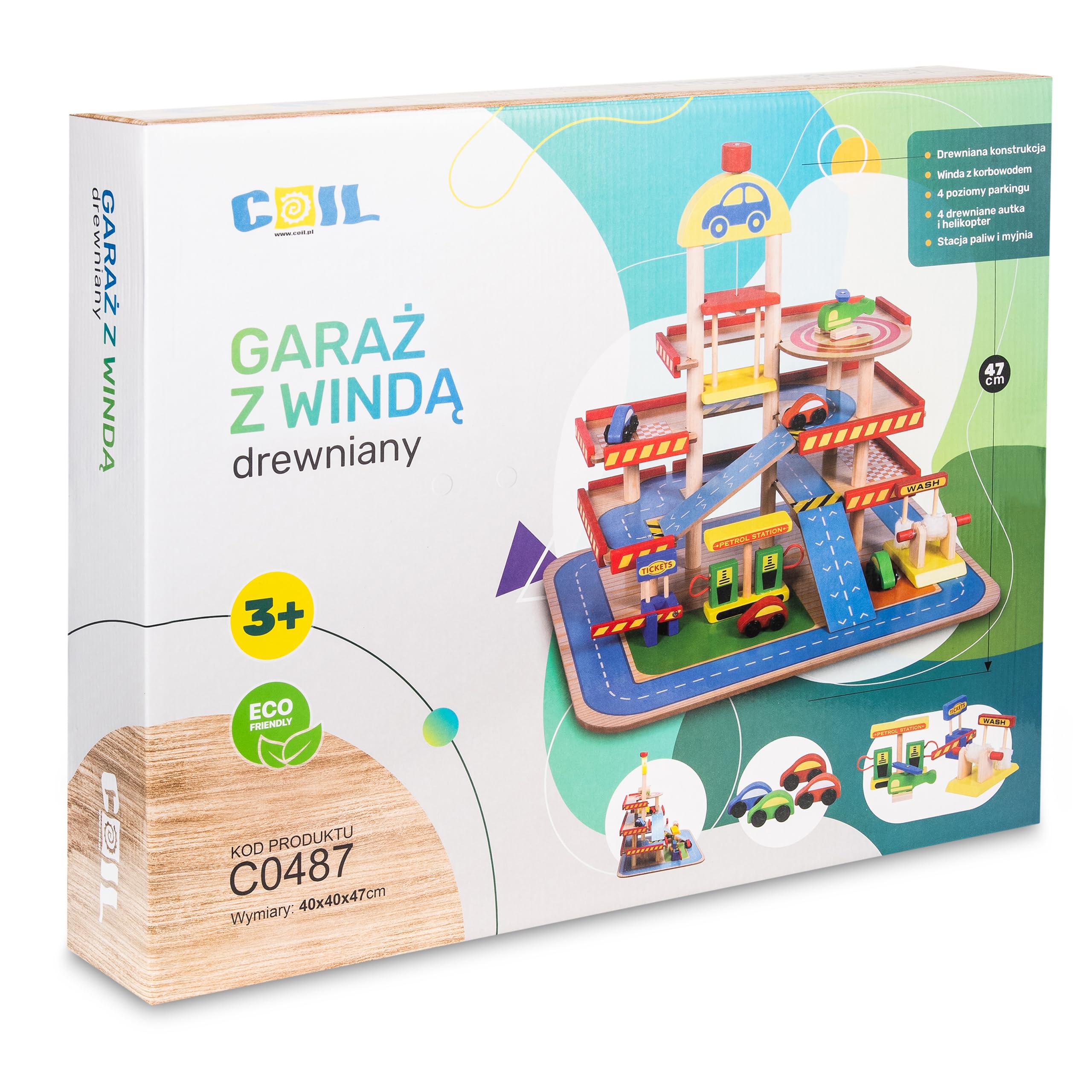 COIL Garaje de madera para juegos, garaje de juegos