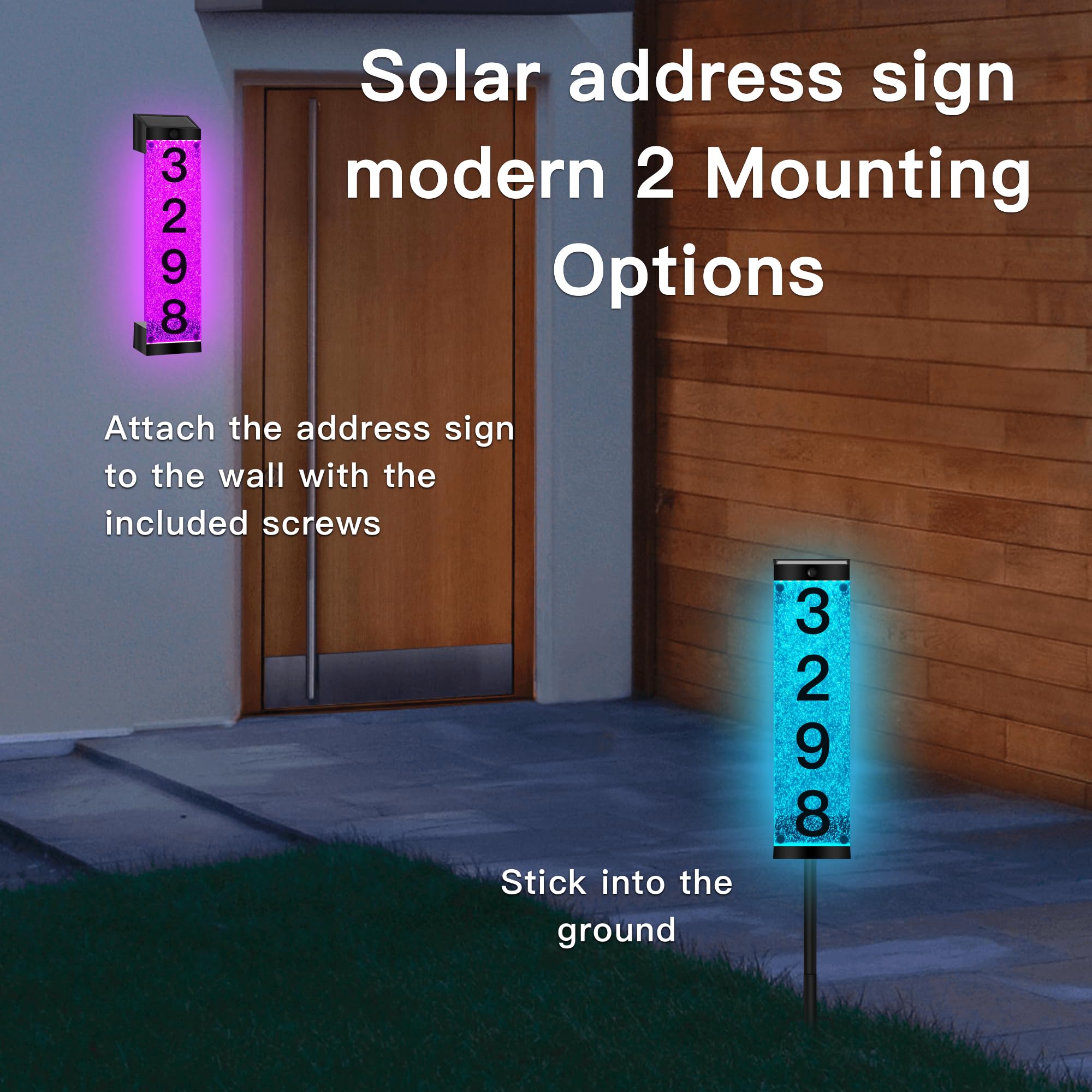 Solar Adressnummern für Haus, wasserdichte LED-Hausnummern für den Außenbereich, modern, beleuchtete Solar-Adressschilder mit Fernbedienung für Straßen, Familienhöfe und Häuser