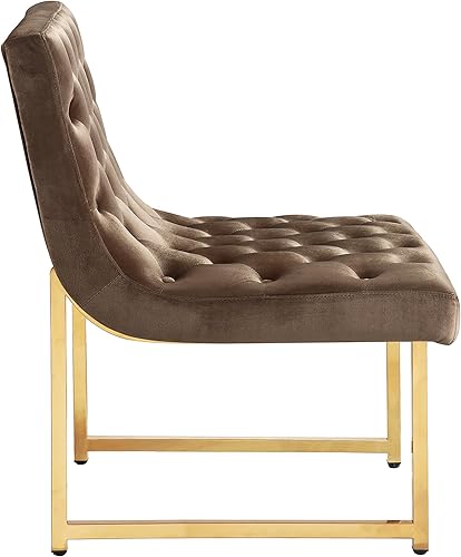 Miniatura 18 de Iconic Home Moriah - Silla decorativa elegante y elegante de terciopelo copetudo, cojín de felpa con acabado de latón, marco de metal pulido,