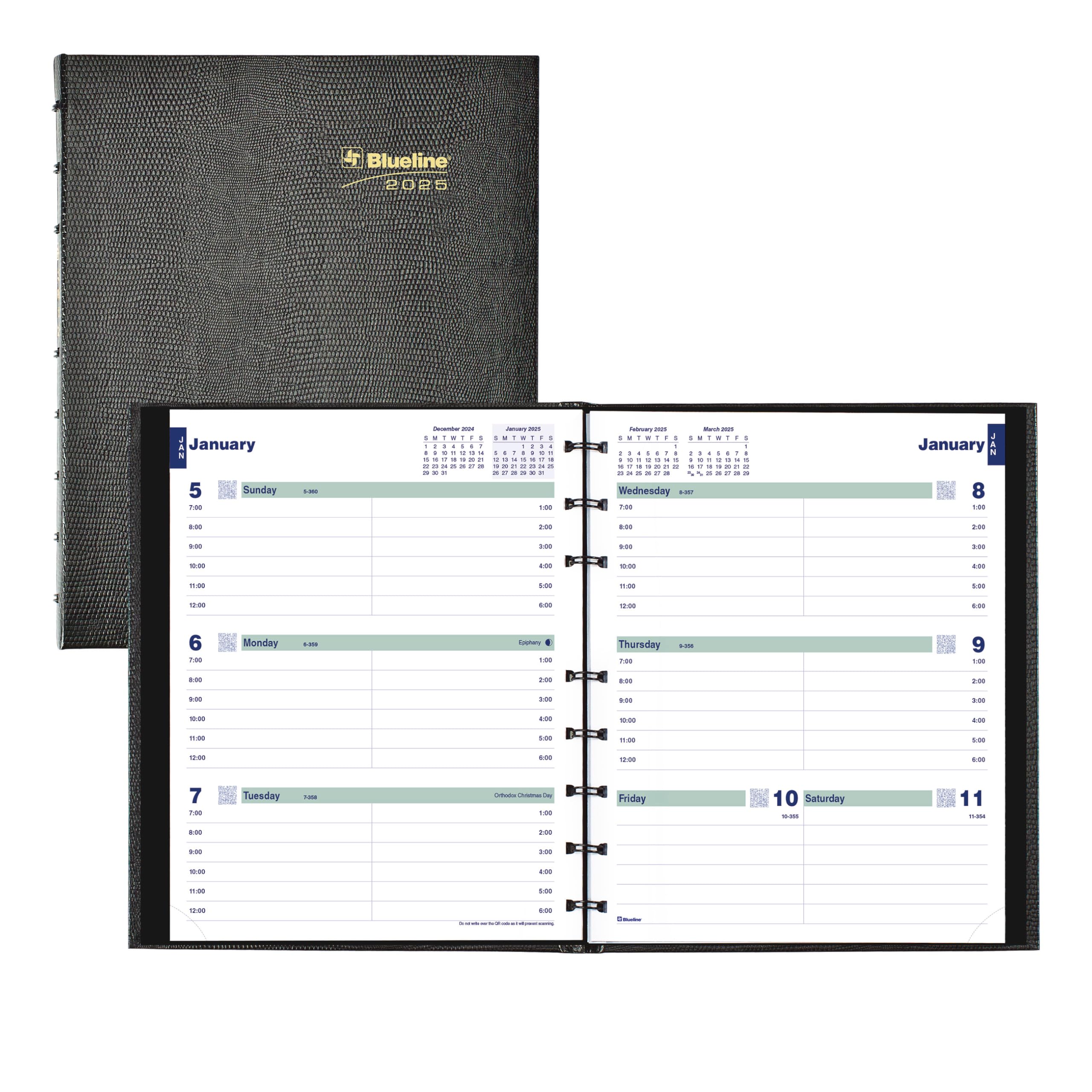 Blueline® 2025 Plan & Link™ CoilPro™ Weekly Planner, Appointment Book, 12 Months, January to December, 9.25" x 7.25", Black (C5275C.81-25)