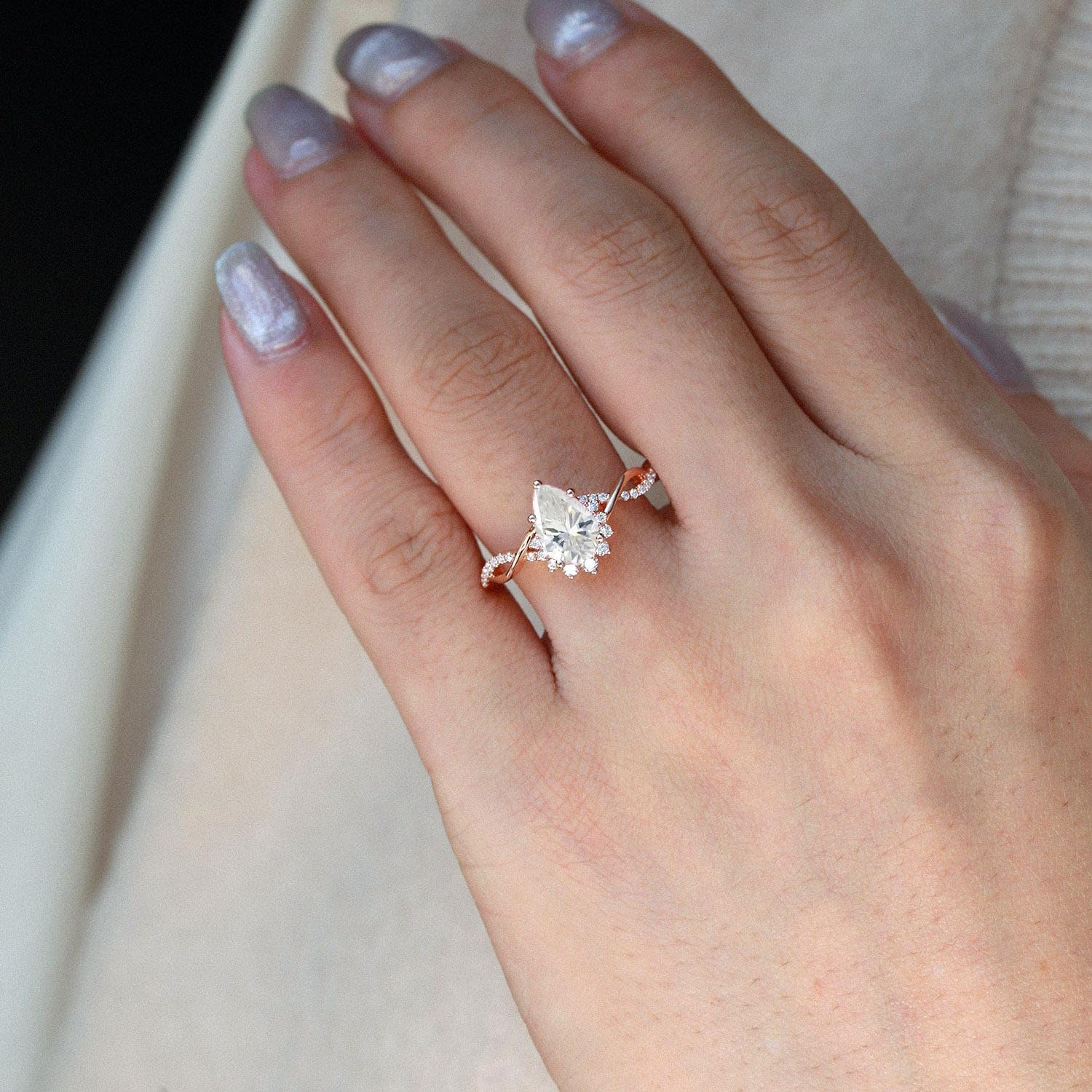 10K/14K/18K Solid Gold 1CT Pear-cut Gemstone Vintage Engagement Ring for Women Birthstone Wedding Promise Anniversary Rings for Her Wife Bridal Size 4~12 - Image 6