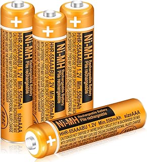 4 Pack HHR-55AAABU NI-MH Rechargeable Battery for Panasonic 1.2V 550mAh AAA Battery for Cordless Phones