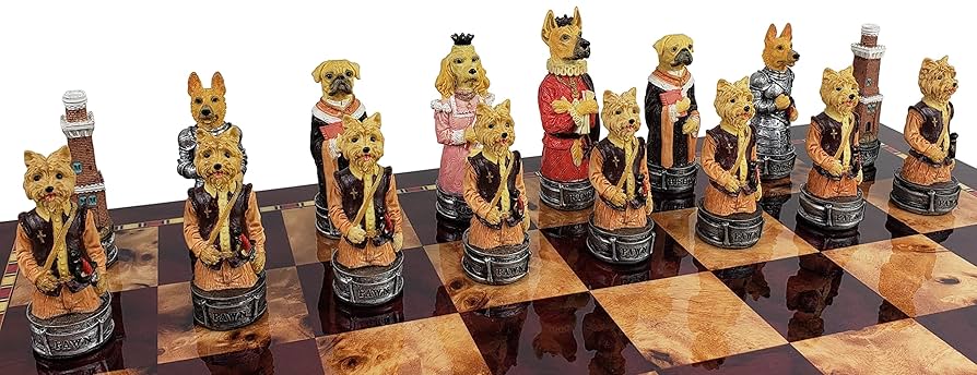 ボードゲーム チェス「MINIATURE ANIMAL CHESS SET」 Amazon.com: Cats Vs Dogs Animal Chess Set with 17 inch High