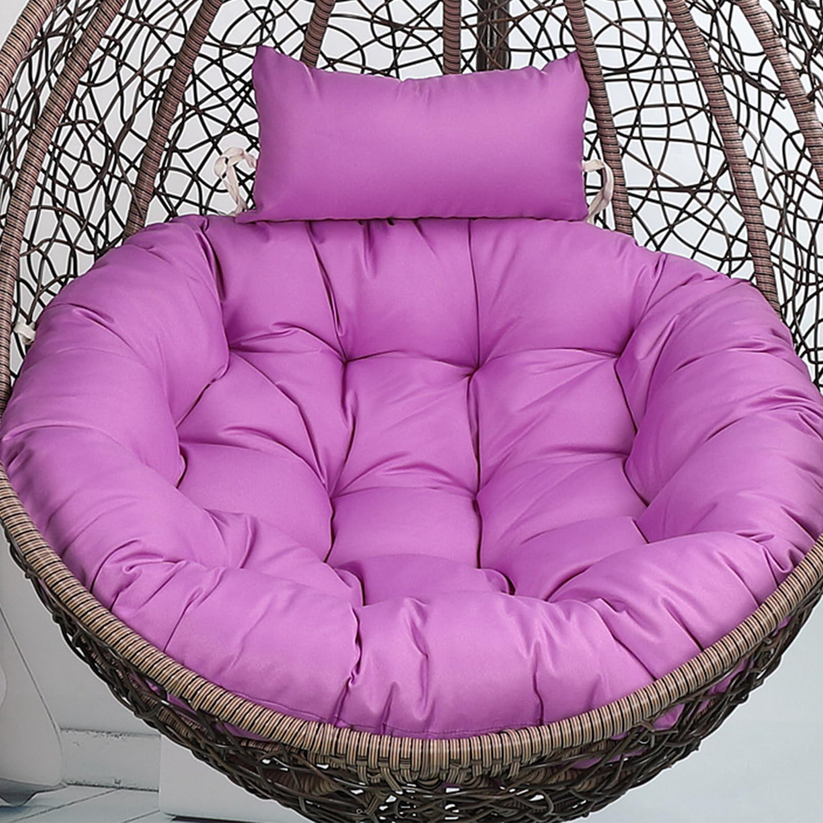 Swing Chair Cushion Soft Thick Egg Chairs Cushion, Includes Head Pillow Breathable Hammock Chairs Hanging Baskets Machine Washable Perfect for Relaxing in Garden Patio or Living Room,NO04,120cm