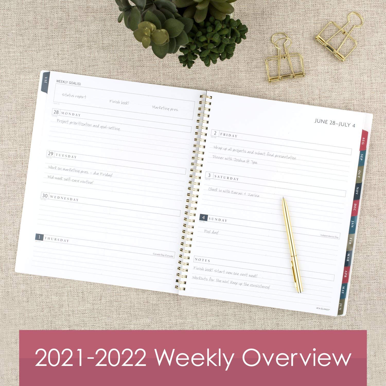 At-A-Glance Agenda accademica 2021-2022, agenda settimanale e mensile, 21 x 28 cm, grande, per scuola, insegnanti, studenti, badge floreale (1535F-905A)
