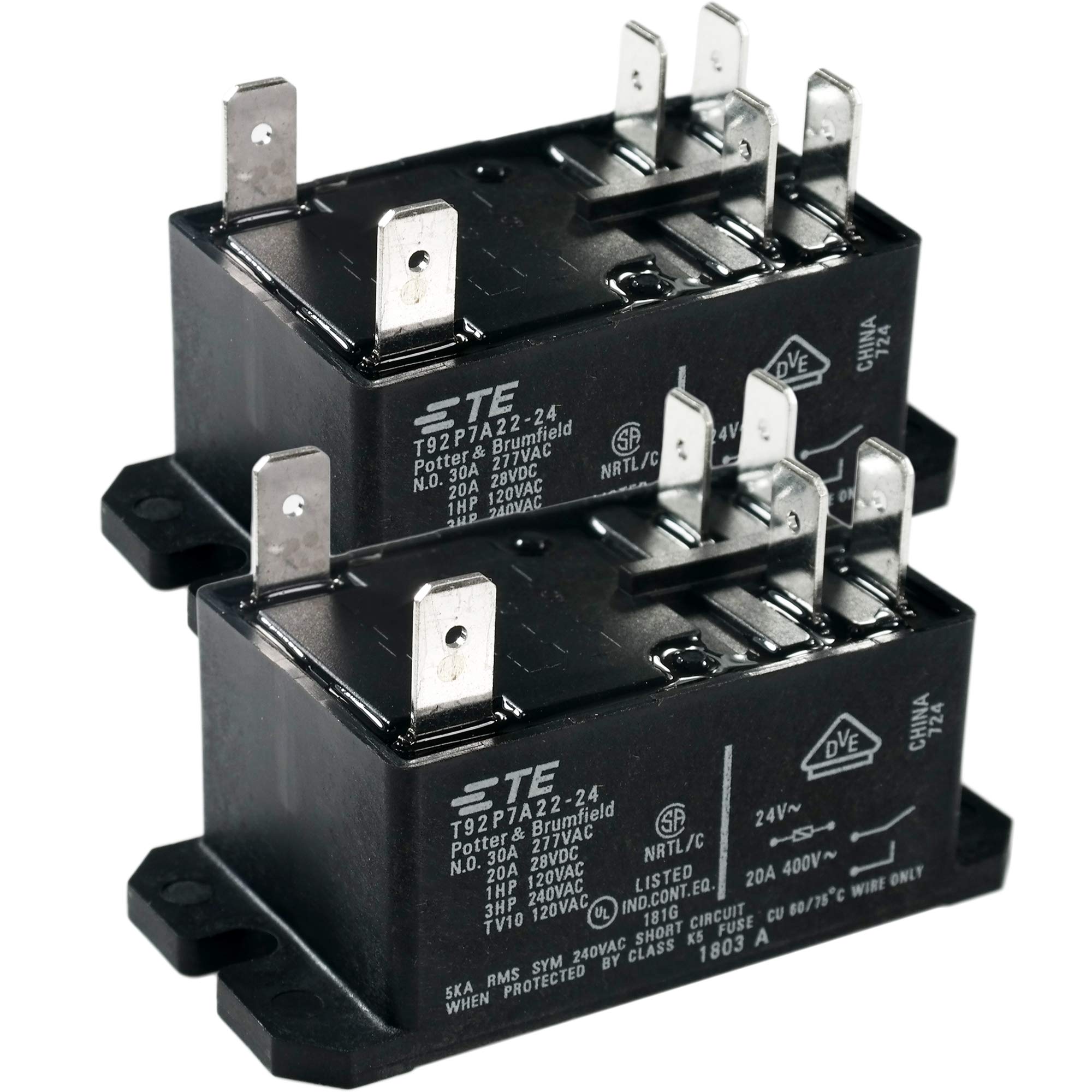 TE Connectivity/Potter @ Brumfield T92P7A22-24 Power Relay, DPST-NO, 24VAC 30A Flange (2-Pack)-image-28