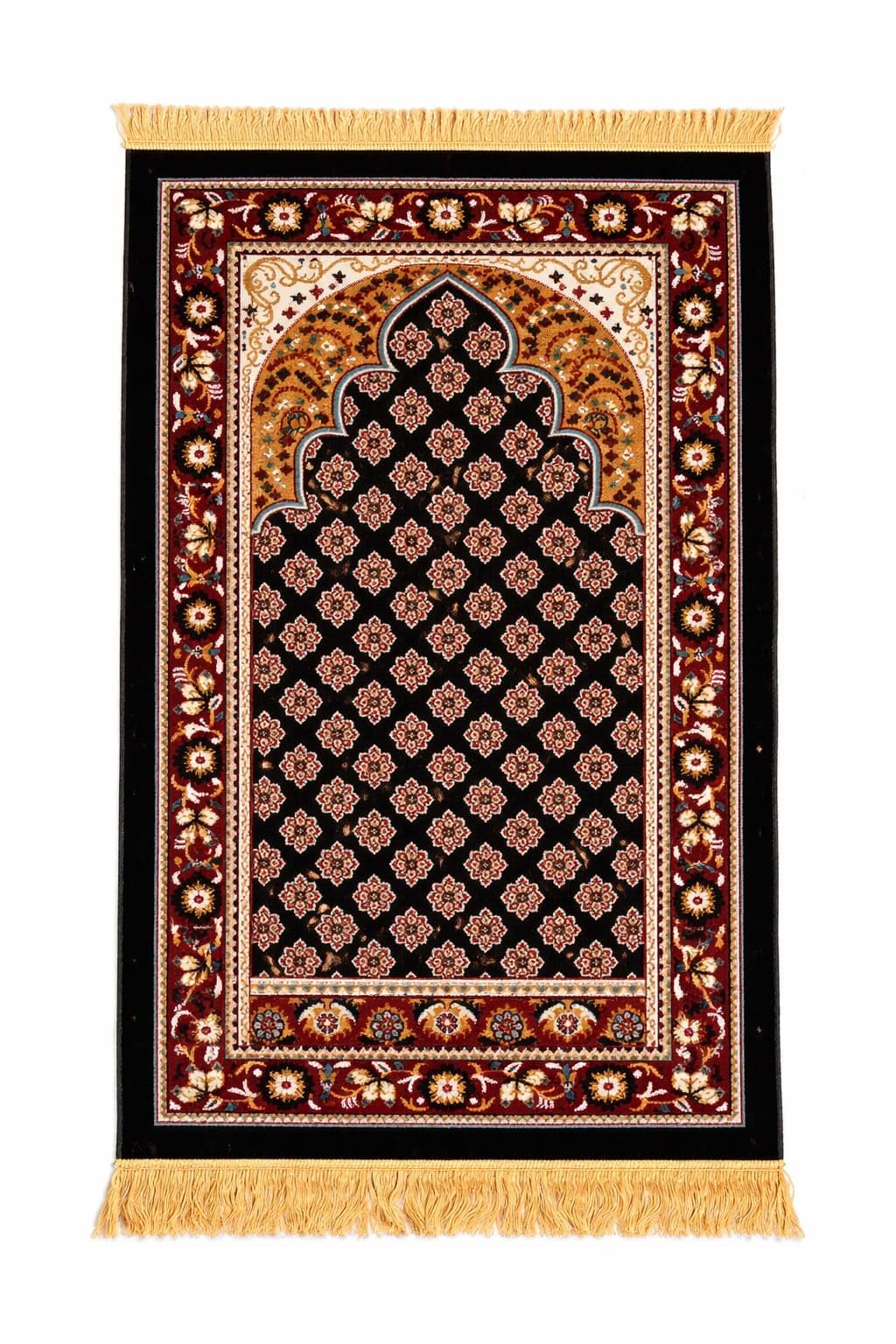 Premium Velvet Janamaz - Islamic Prayer Mat with Mihrab Design and Floral Embroidery (Design-8, 70 X 110 CM)-image-28