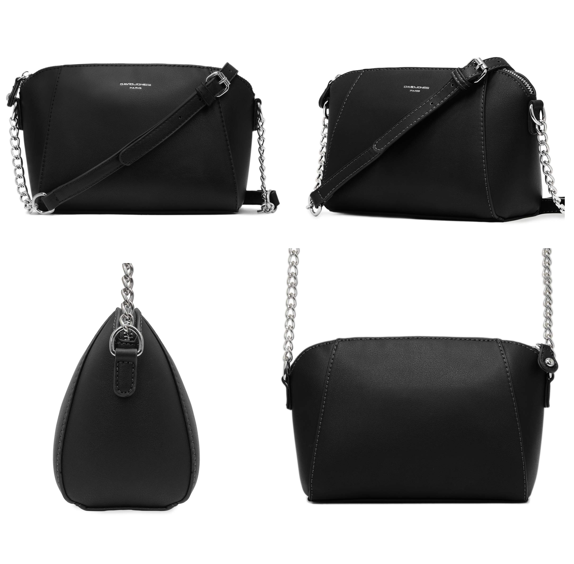 David Jones - Pequeño Bolso Bandolera Mujer - Bolsos de Hombro Cruzados Cadena Cuero PU - Mensajero Clutch Embrague Noche - Messenger Crossbody Bag - Pochette Piel Cremallera Elegante