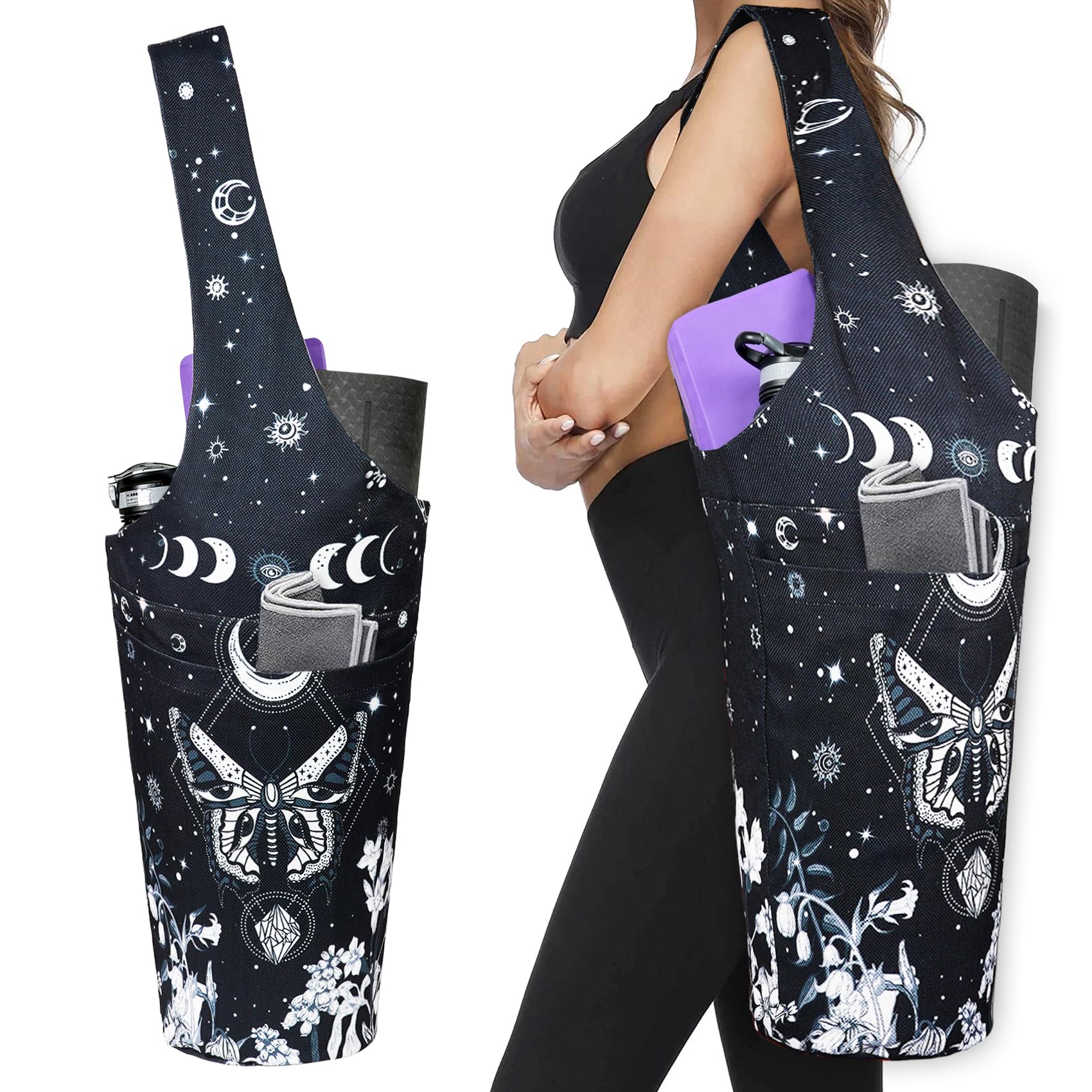 Yoga Mat Bag - Long Tote with Pockets - Holds More Yoga Accessories - Yoga Bag Fit Most Size Mats - Yoga Mat Carrier