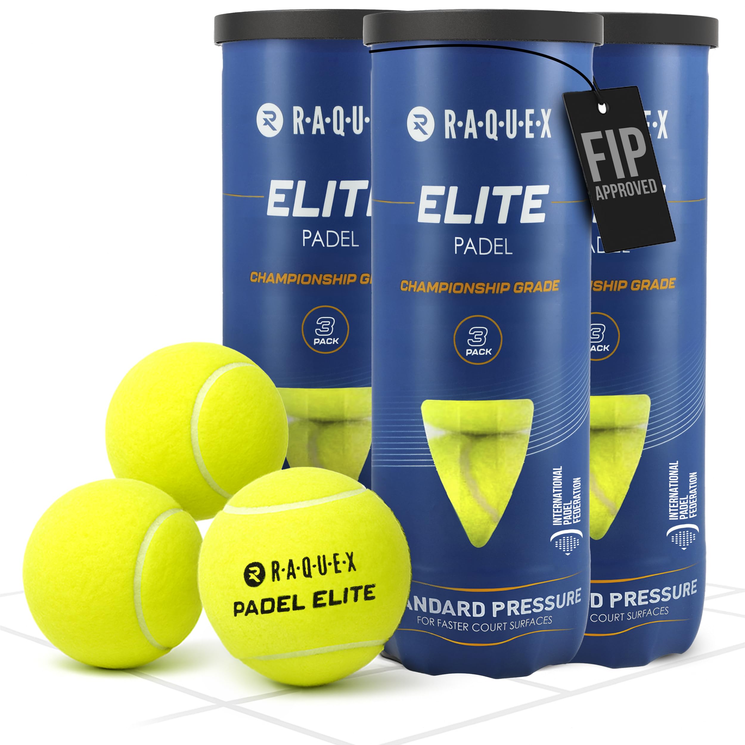 Elite Padel Balls – 3, 6, 9 or 120 Balls - Two Pressure/Speed Options - For All Court Surfaces - FIP Approved