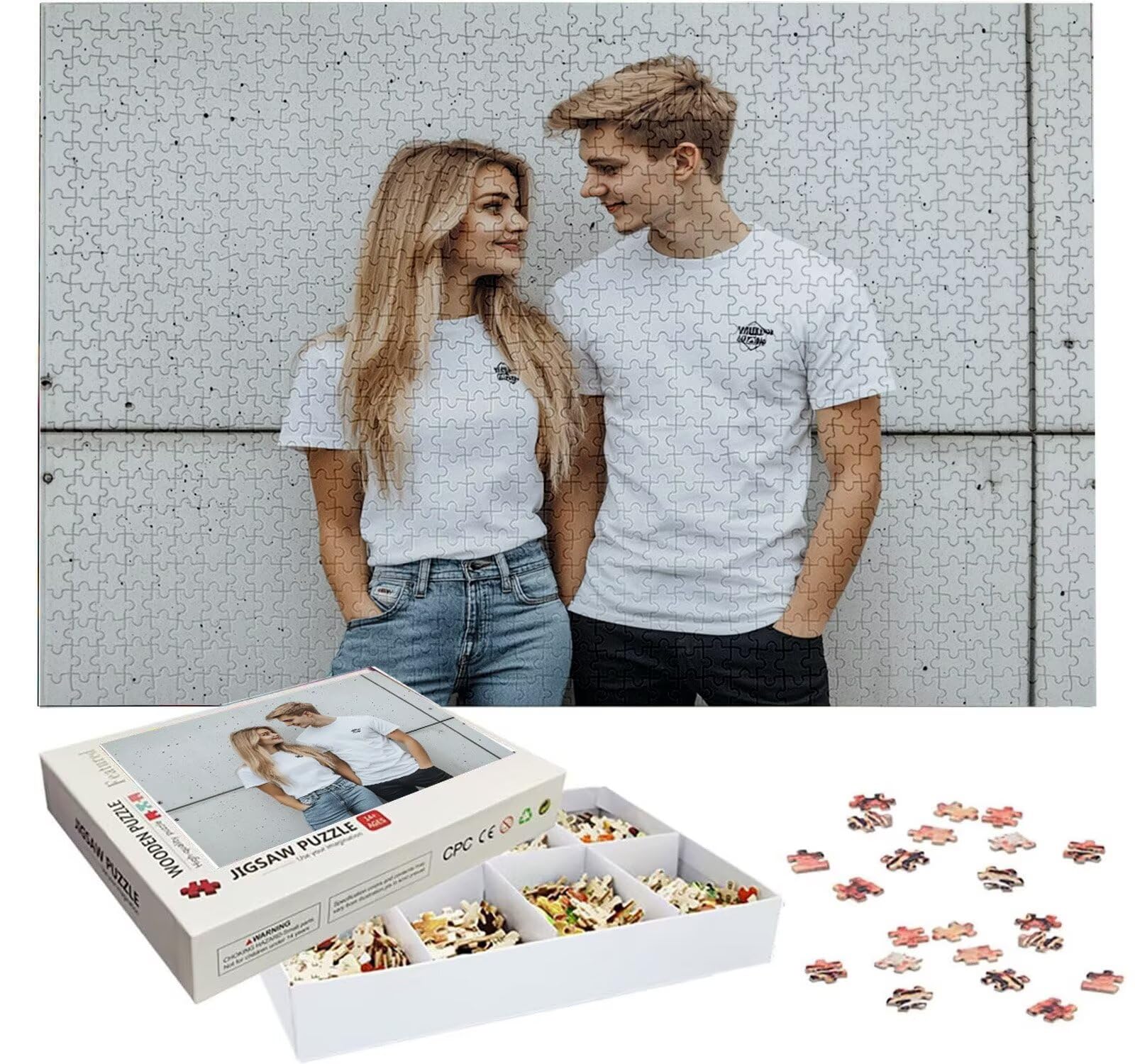Puzzle Personalizado con Foto, Personalizada Rompecabezas Personalizado Diseña tu Logo Foto o Texto, Personalizado Navidad Halloween San Valentín Parejas Niños Familia Amigos h-2781