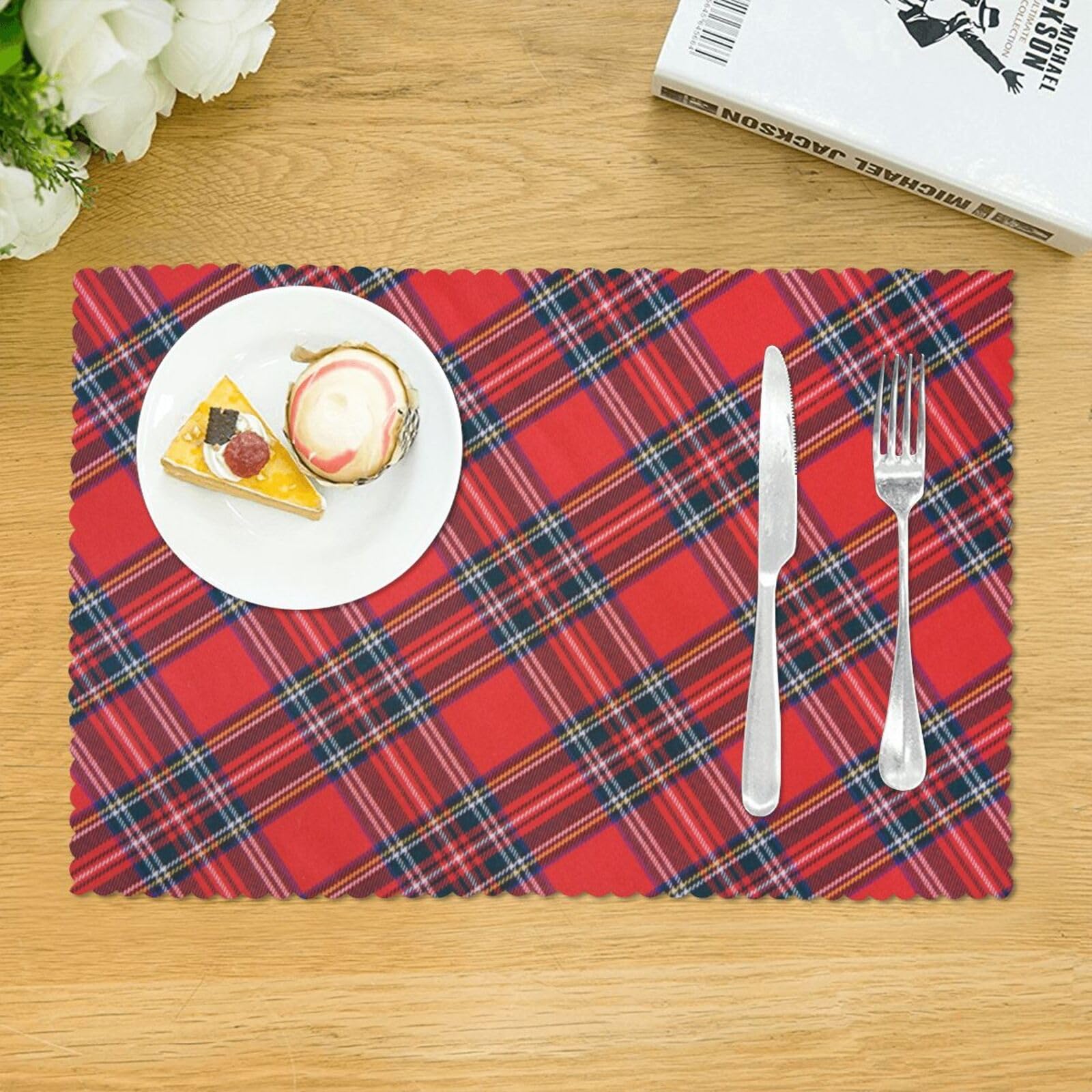 Xqmart As Picture Royal Stewart Tartan Placemats For Dining Table Set Of 4 Washable Table Mats Heat Resistant Tray Mats 30X45 Cm