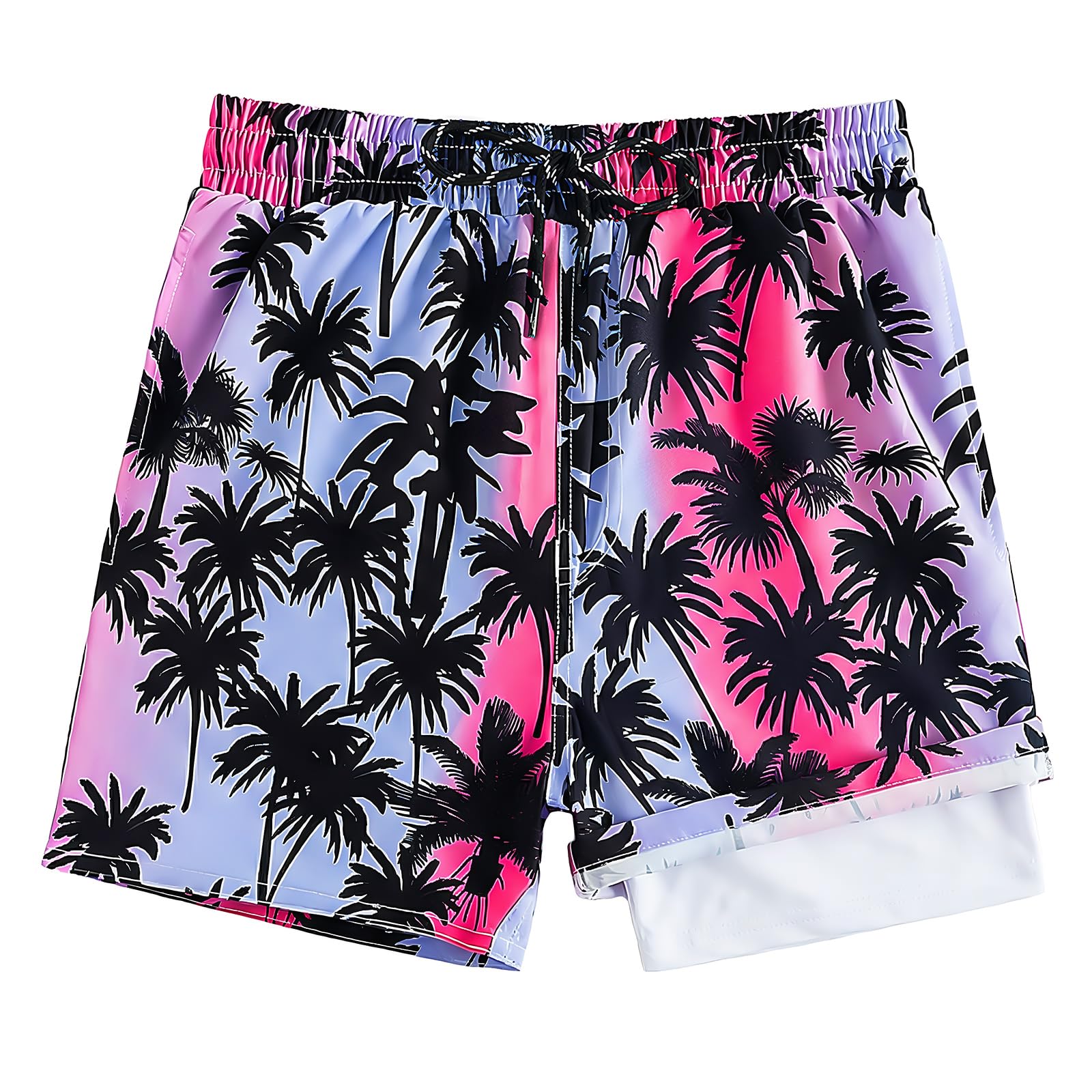 JinBei Bañador Niño con Forro de Compresión Traje Baño Infantil Secado Rápido con Bolsillos Pantalones Cortos de Playa Ajustable Cordón Ropa Estilo Veraniego para Natación Surf, 7-13 Anos