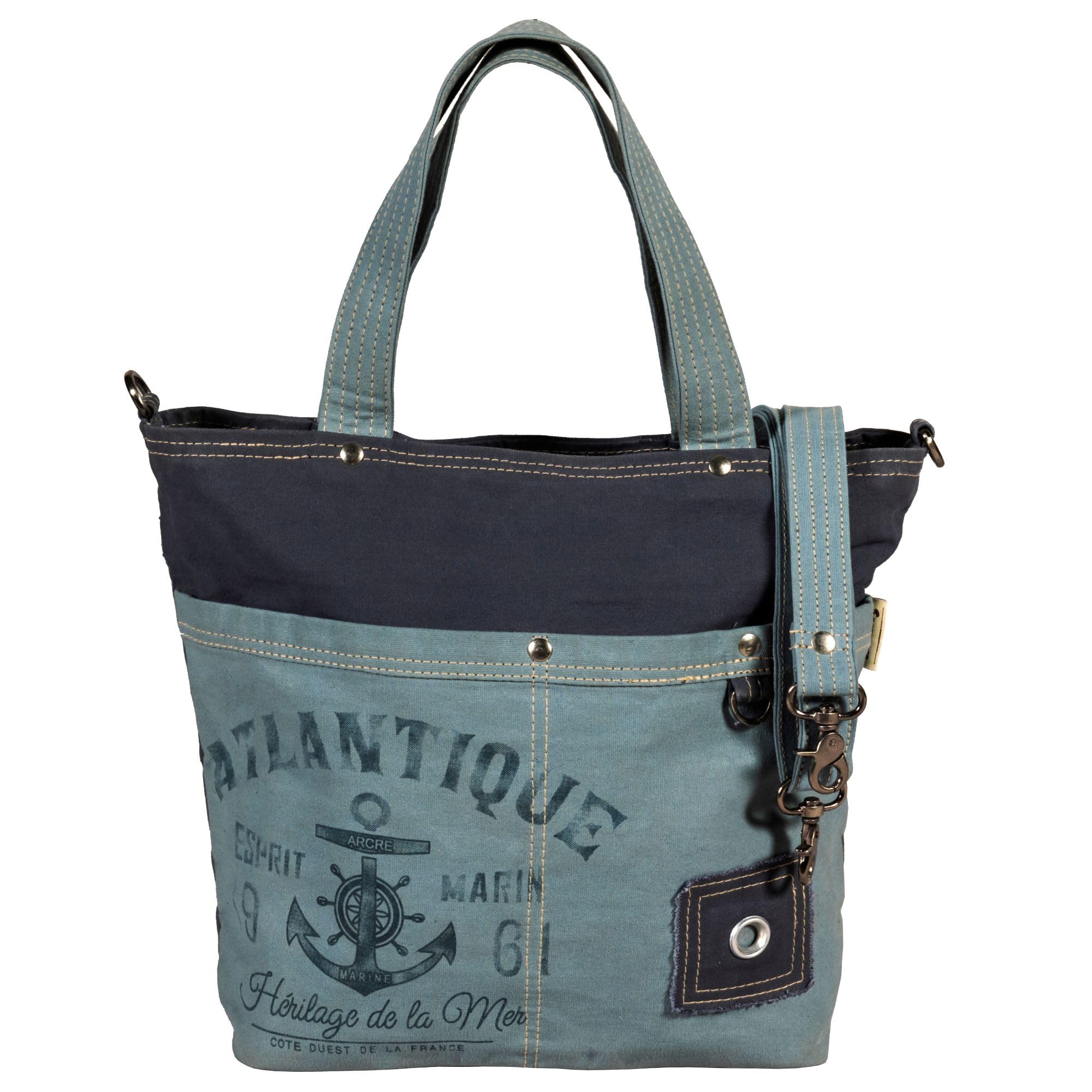 Sunsa Maritim Anker Design Handtasche. Damen Canvas Schultertasche, blau