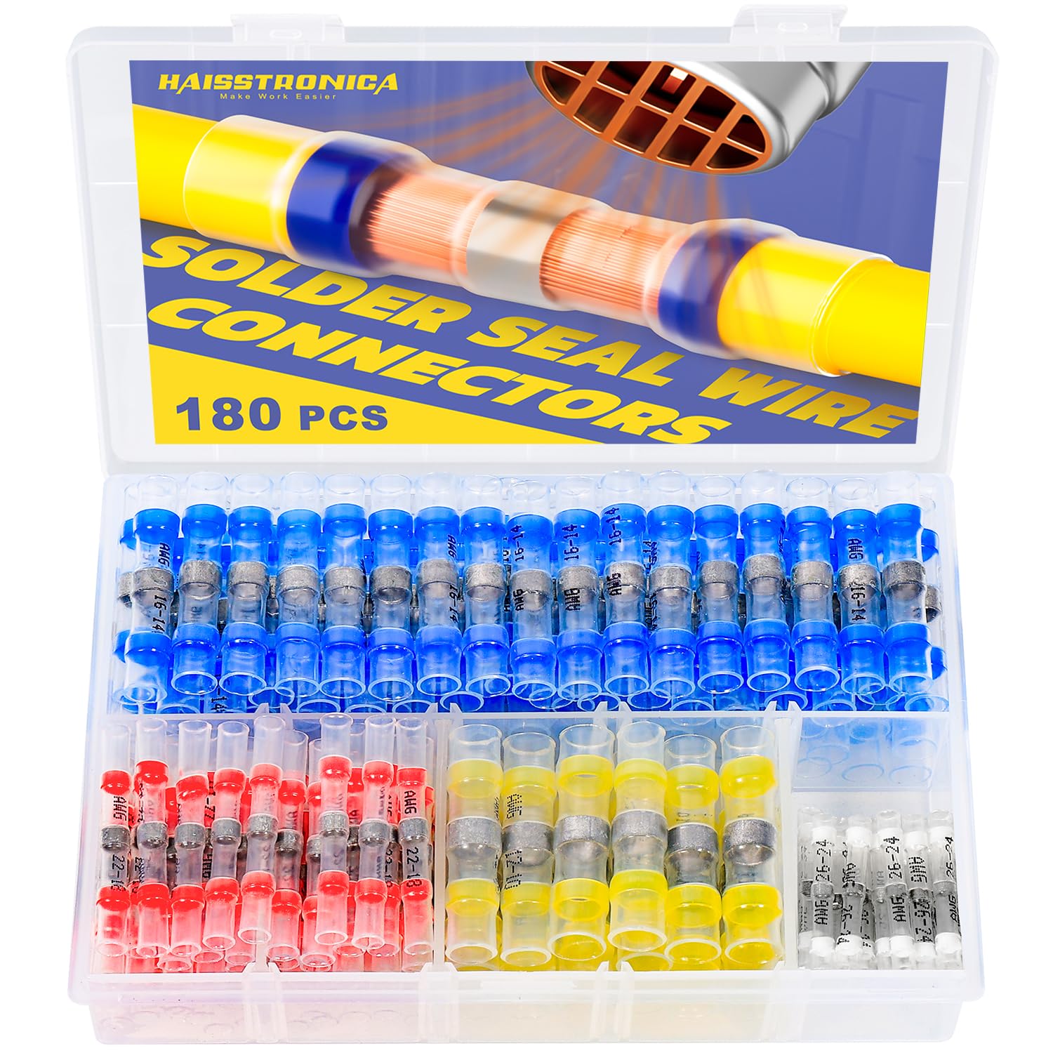 Haisstronica 180-Piece Solder Seal Waterproof Heat Shrink Wire Connectors Kit