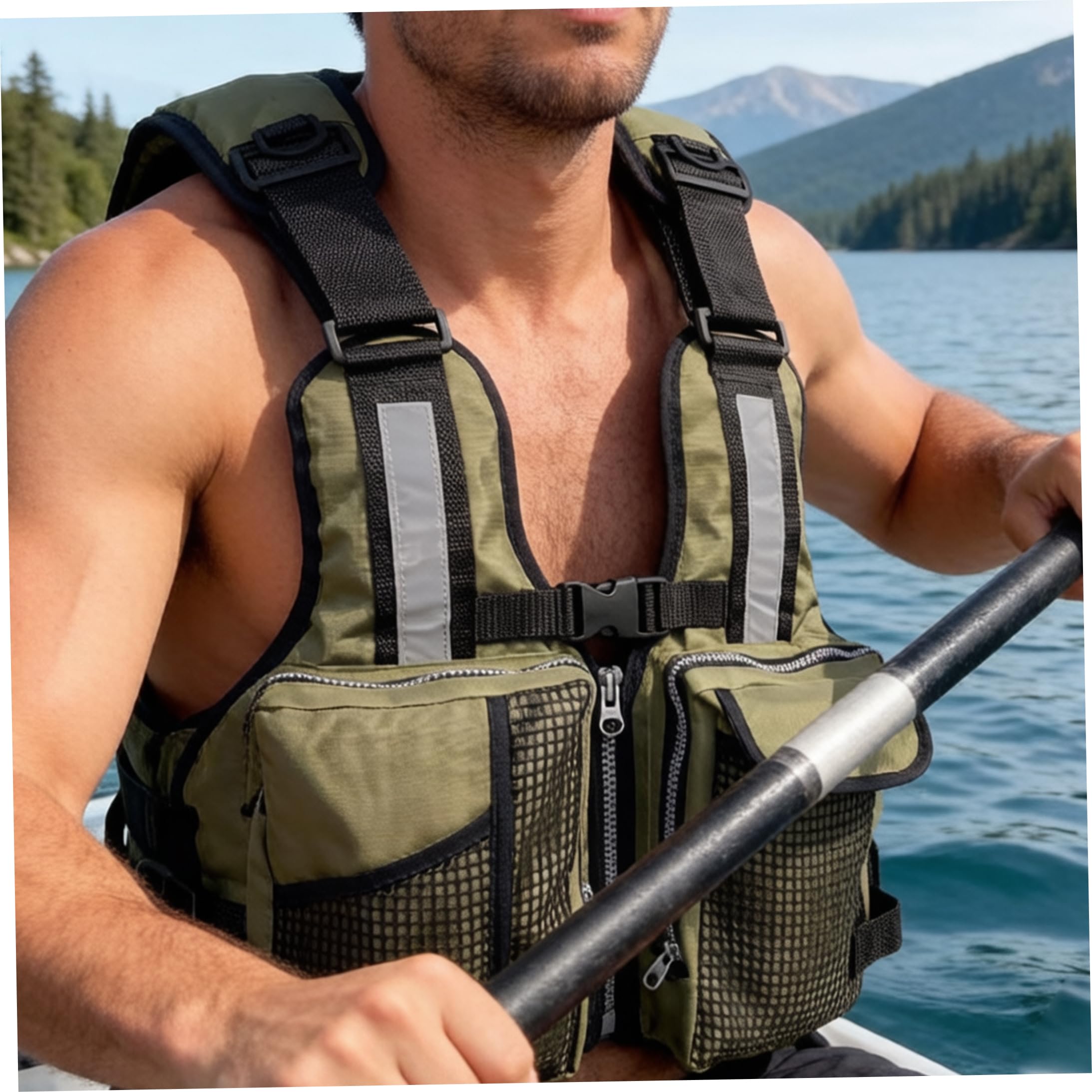Giacca galleggiante per adulti, cinghie regolabili e fischietto rosso | Cinghie regolabili, fischietto d'emergenza, sicurezza in acqua, pesca, kayak, canottaggio, nuoto