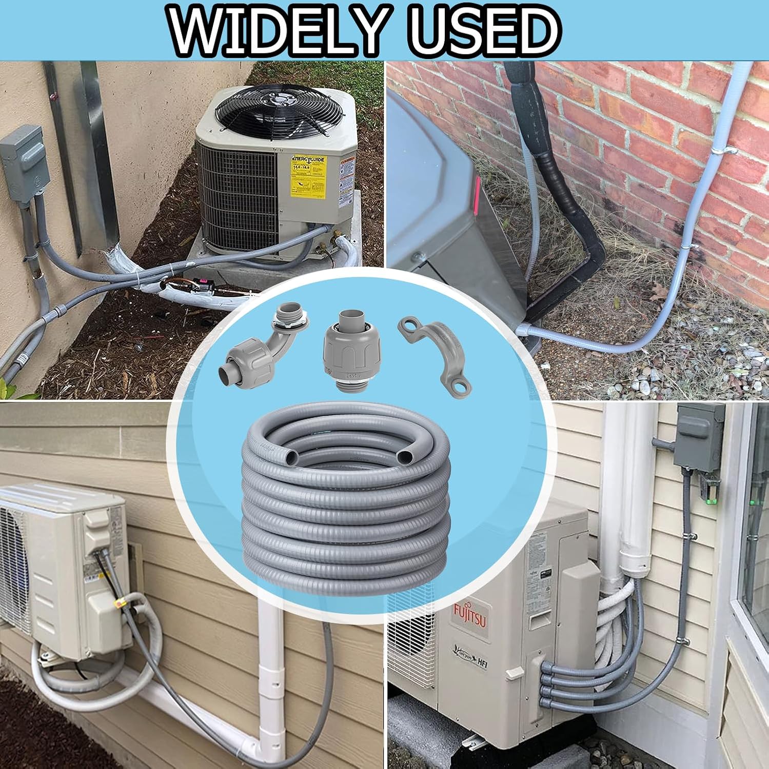 (1/2" & 100 Feet) tatatagear Flex Liquid Tight Conduit 1/2 inch Seal Tight PVC Flexible Conduit Kit 1/2 inch Length 100 Feet