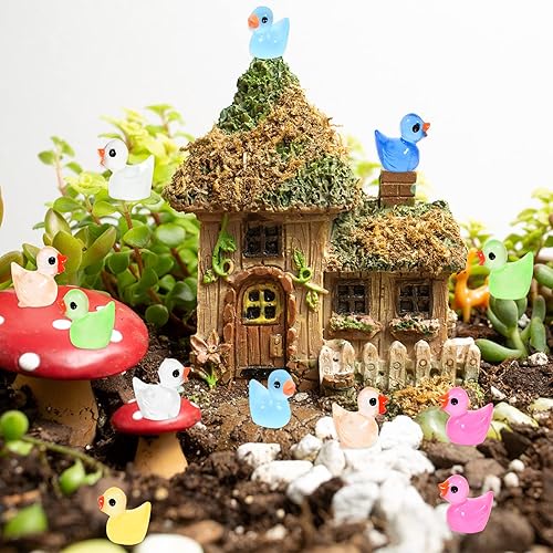 Miniatura 6 de Darovly 150 mini patos de resina luminosos, patos en miniatura de resina brillante, para decoración de pasteles, casa de muñecas, manualidades,