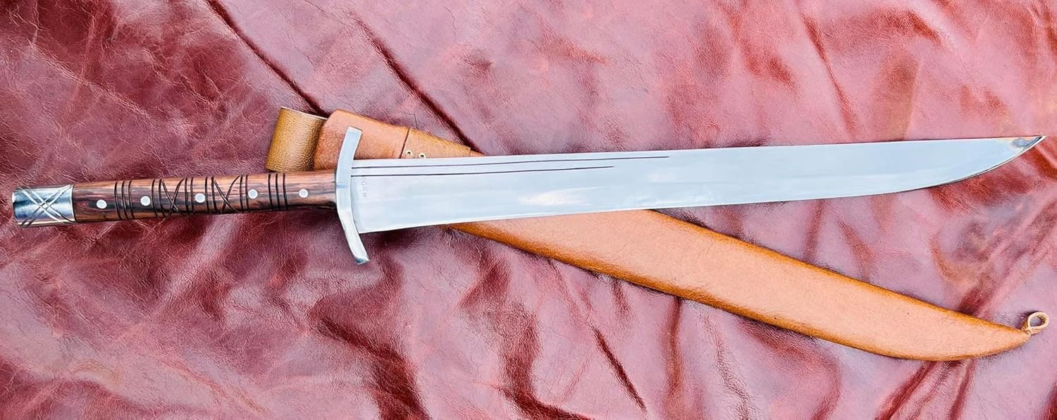 26" Hand Forged Machete Tactical Sword - Durable Cutting Tool - 5160 Carbon Steel - Polished Finish - Full Tang - Handmade by Nepalese Blacksmith