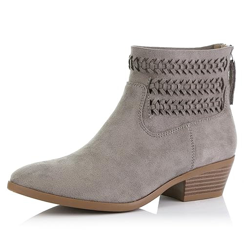 grey ankle boots low heel