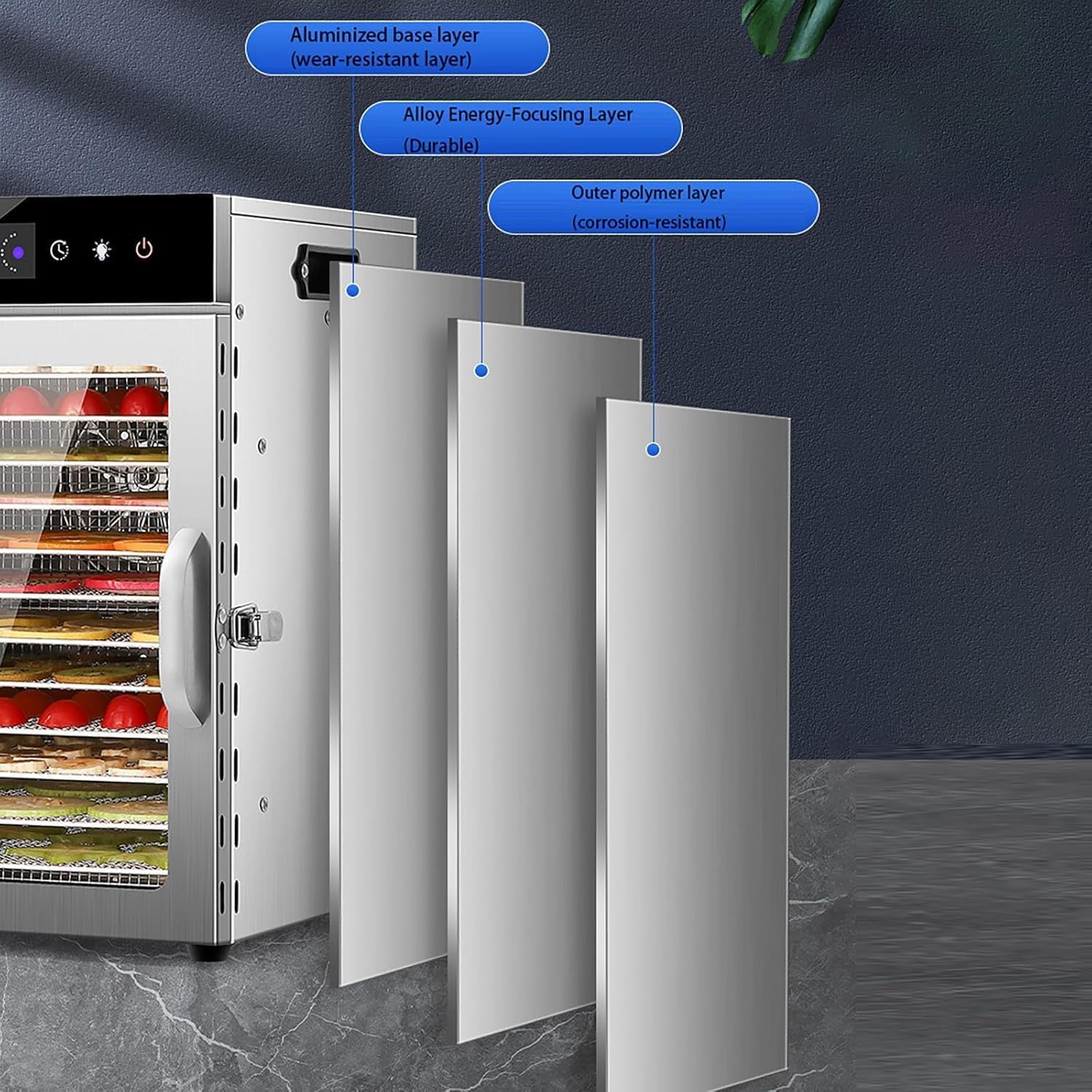Secador de congelación Comercial 12 bandejas deshidratador eléctrico 304 de Acero Inoxidable 360 Flujo de Aire para Frutas Herbas de Carne Uso de Negocios en casa