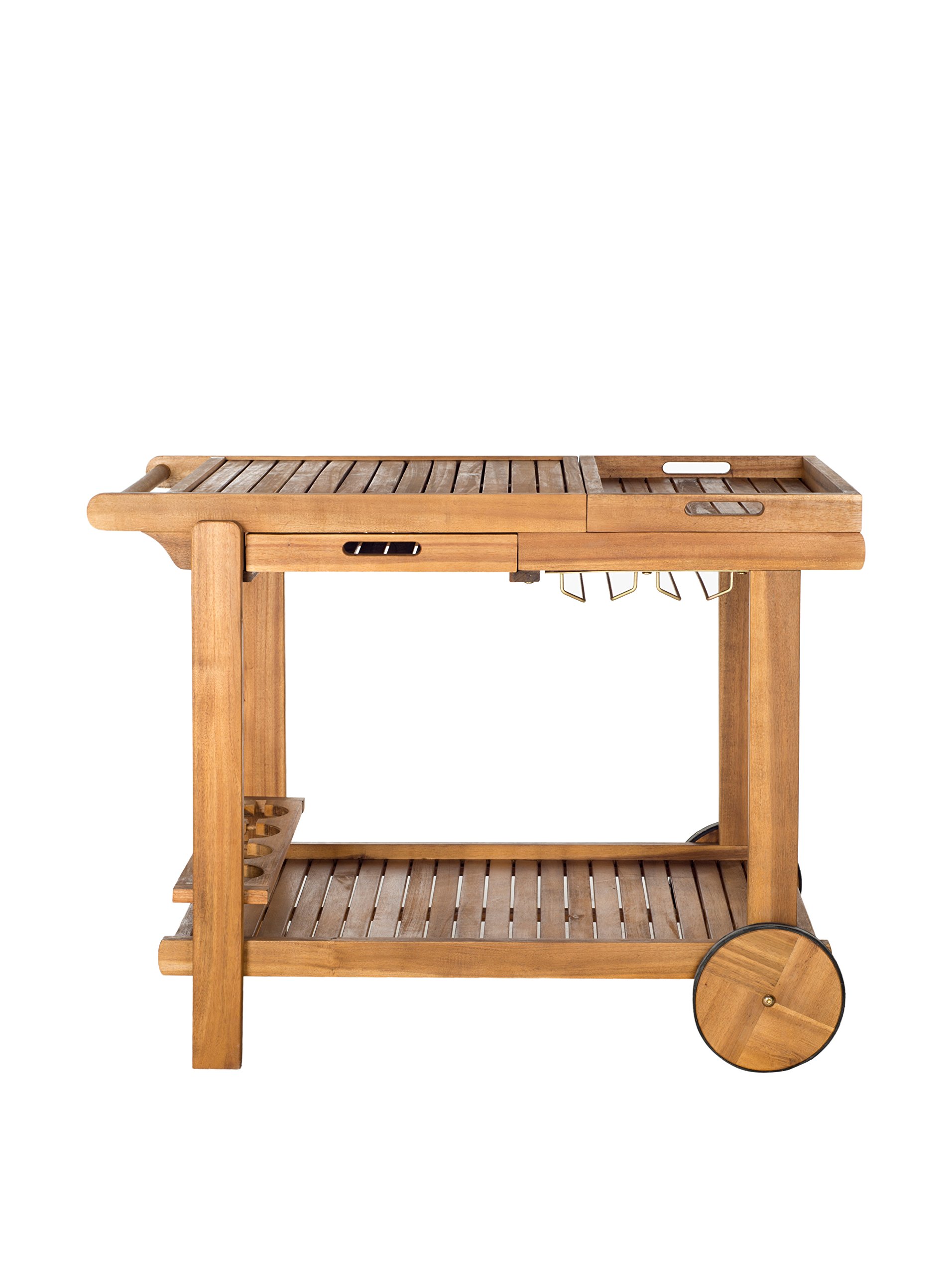 SAFAVIEH EUP7010A Bellagio Chariot Thé Extérieur Bois Teck Marron 60 x 100 x 75,94 cm