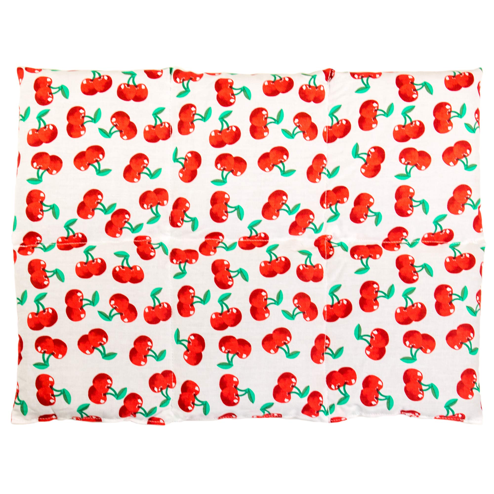 Coussin aux graines de groseille 40x30 - Bouillotte micro-ondes - Coussin thermique - Coussin aux graines - Compresse chaude ou froide (6 compartiments; Design: cherr-white)