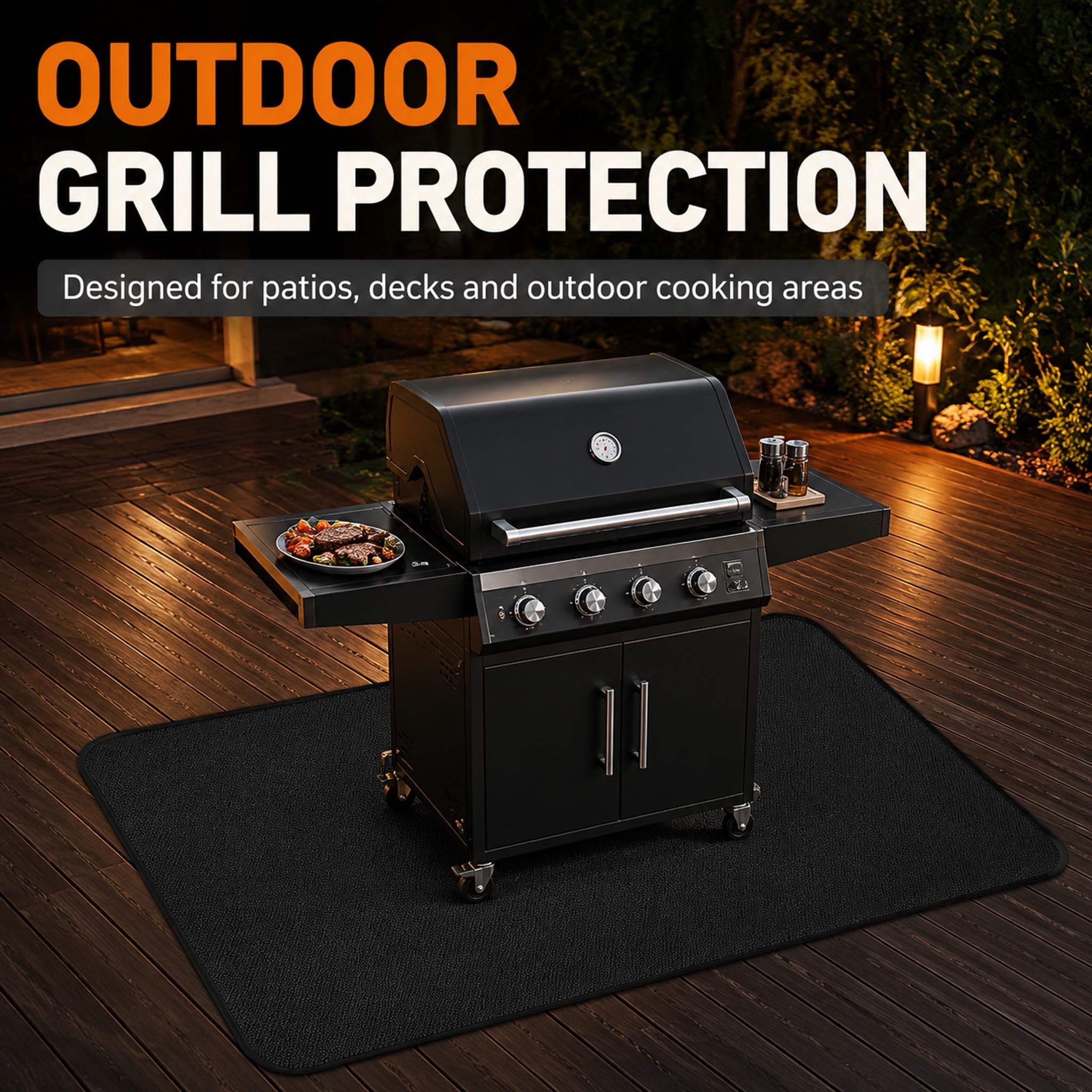 UBeesize Tapis épais de 152,4 x 91,4 cm sous Le Gril pour Barbecue extérieur, Tapis Ignifuge pour pelouse, fumoirs, barbecues à gaz, terrasse et Patio, Tapis de cheminée, Tapis de Foyer, Tapis de