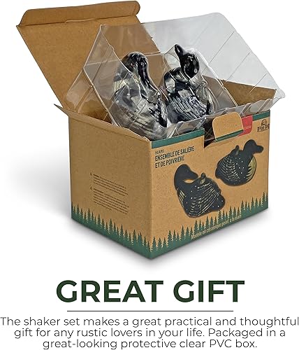 Miniatura 23 de River's Edge Juego de salero y pimentero, de resina de polímero, pintado a mano. Cocodrilo (Alligator),Bass,Oso y abejas,Azul Cangrejo,Bobber,Bull