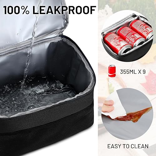 Miniatura 3 de MIER Lonchera térmica para niños y adultos, bolsa de almuerzo portátil con correa para el hombro, a prueba de fugas, ligera, hielera para el