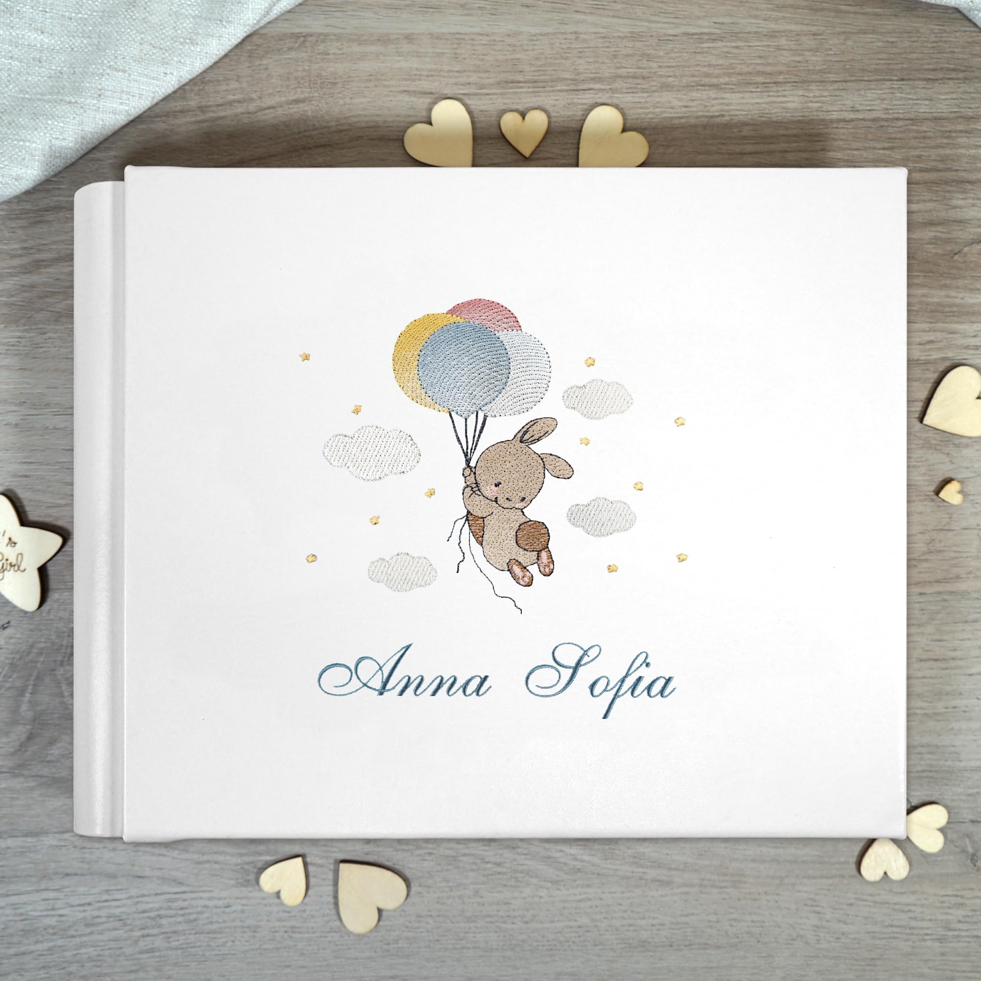 Album photo de mariage – Album avec couverture brodée personnalisée – Format 25x30 cm – Album DIY pour photos – 60 pages avec papier de soie (Faux Cuir, 30x25 60 pages)