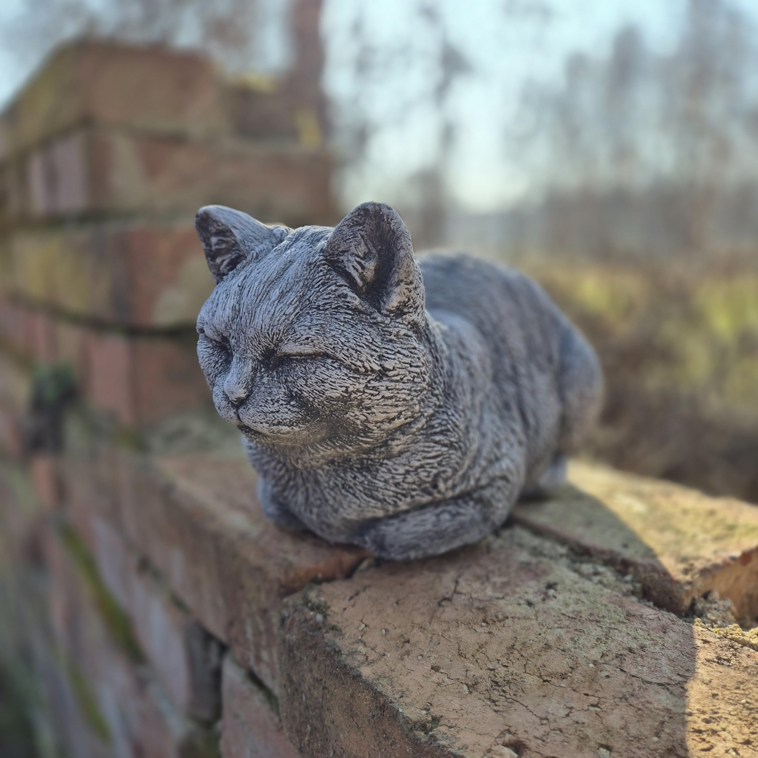 FABRIQ Statua da giardino gatto seduto 17 cm – statuetta in pietra gattino 9 kg – figura animale in pietra – resistente alle intemperie e al gelo