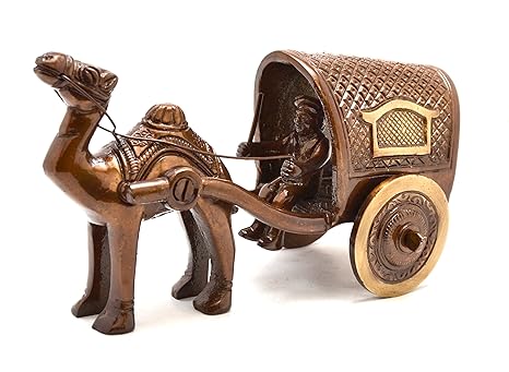 Two Moustaches Camel Cart Brass Showpiece Figurine, Standard, Pack of 1