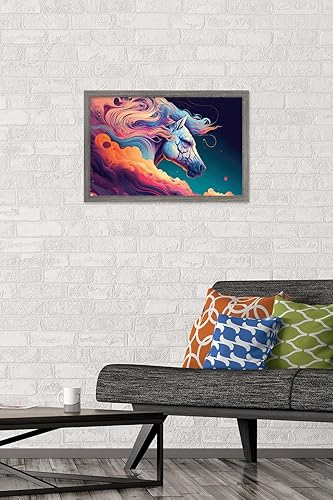 Miniatura 2 de Trends International Wumples - Póster de pared de caballo en el cielo, 14.72 x 22.37 pulgadas, versión enmarcada de madera de granero