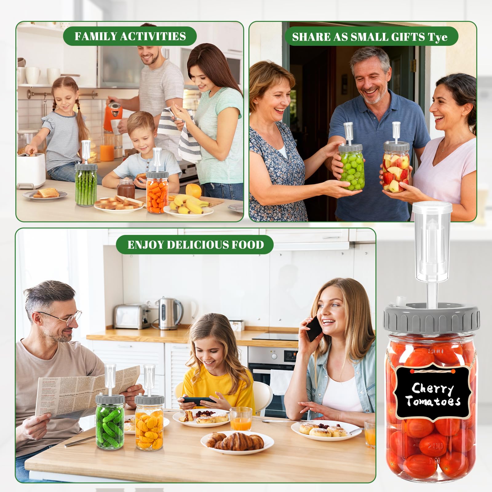 Frasco De Fermentación De Vidrio 1 Litro con Pesas y Bloqueo de Aire Kit para Kimchi Kombucha Chucrut