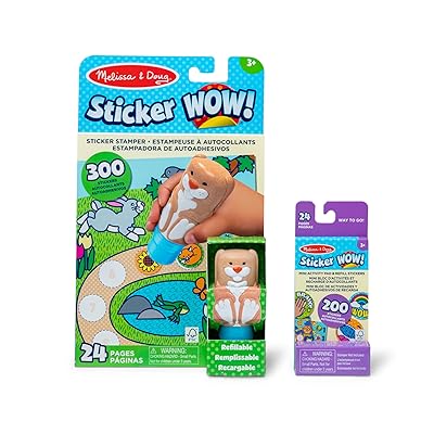 Melissa & Doug Sticker Wow!™ Bunny Bundle: 24-Page Activity Pad, Stamper, 500 Stickers, Mini Pad, Arts and Crafts Fidget Toy Collectible Character