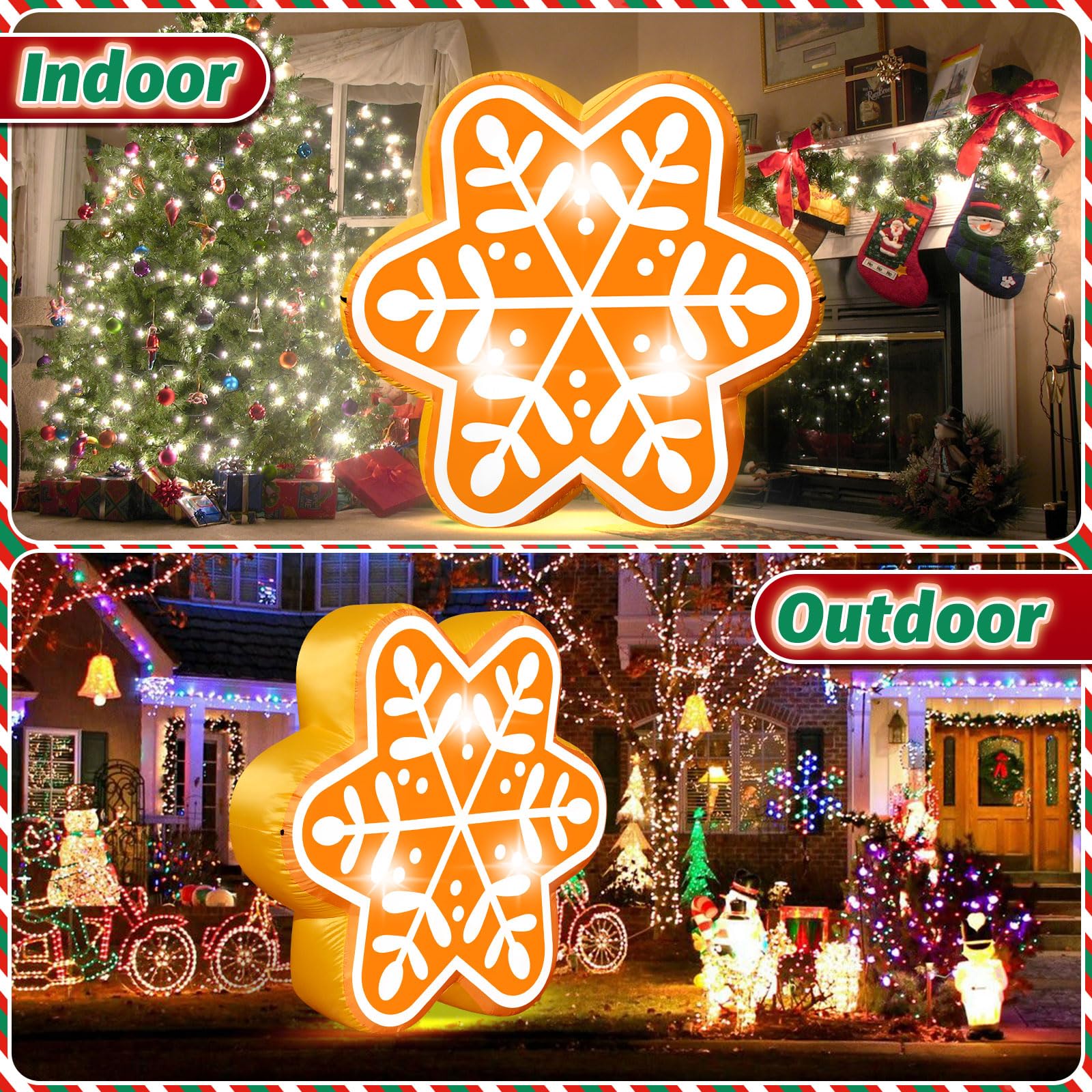 4.6FT Christmas Inflatable Pumpkin Blow-up Build-in 4 LED Lights for Pink Christmas Outdoor Decorations Giant Inflatable Fake Pumpkins for Winter Xmas Party Decor Yard Garden Lawn: Snowflake