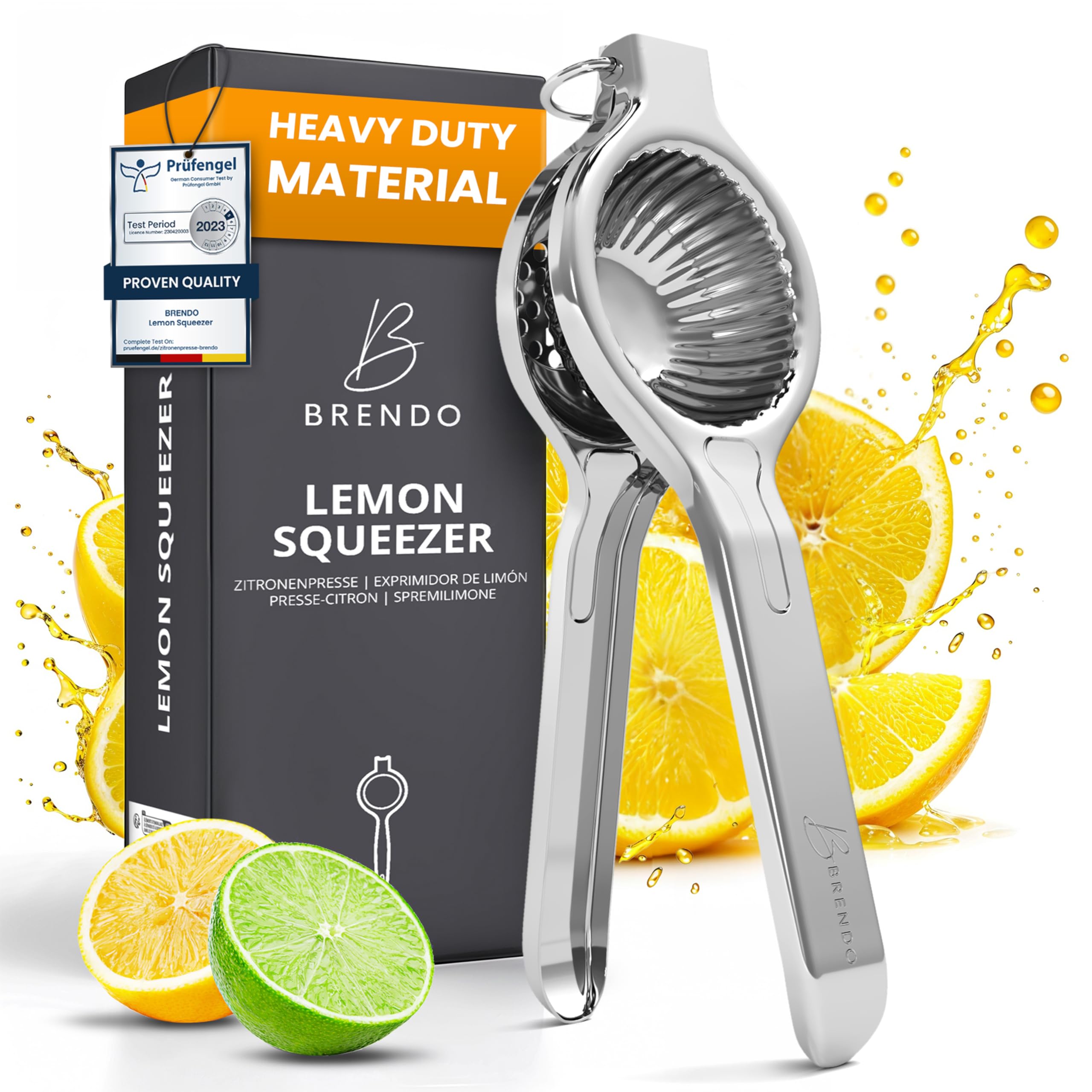 Brendo Lemon Squeezer Premium Stainless Steel Citrus Press Dishwasher-Safe