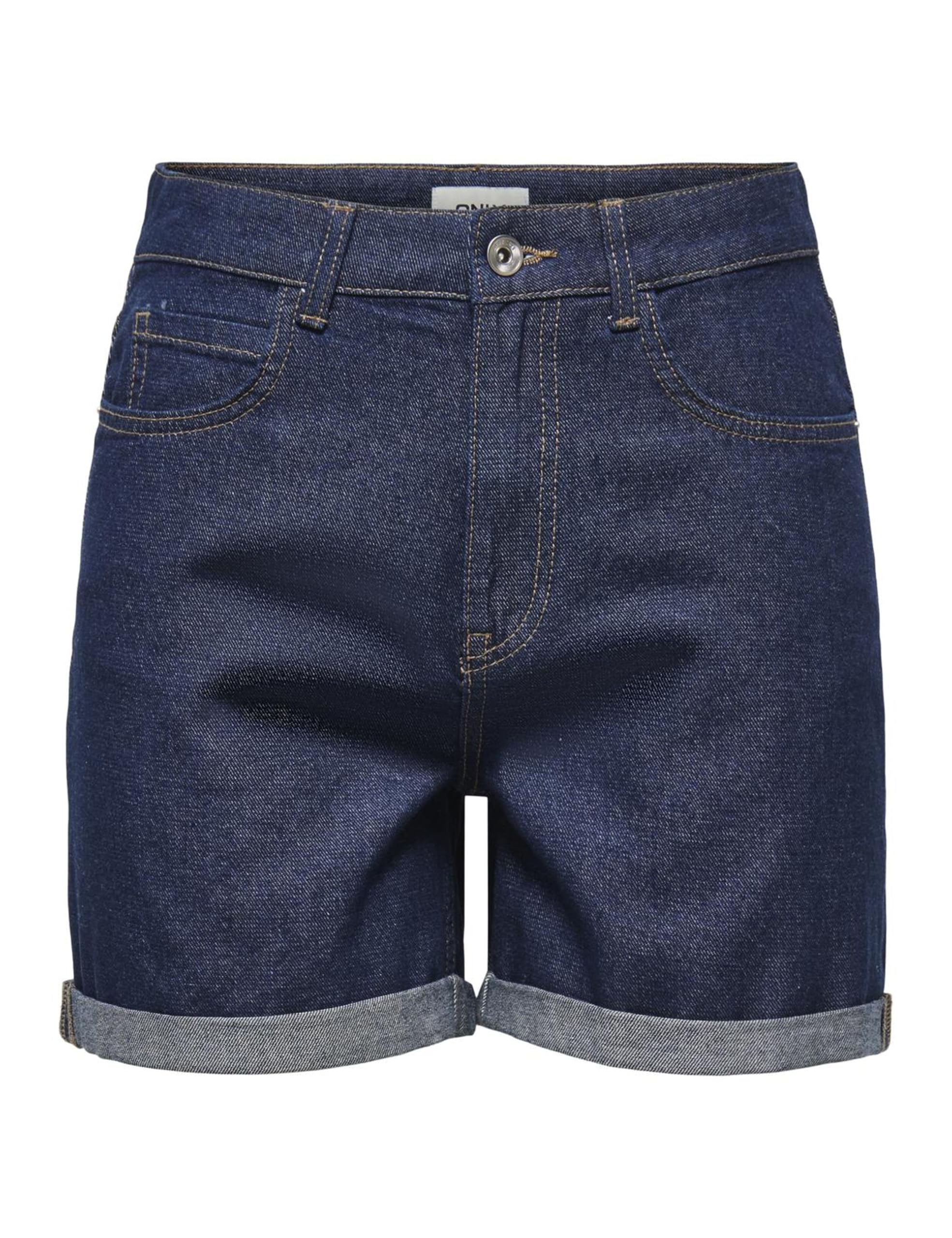 ONLY Women's Onlvega Hw Mom DNM Shorts Noos, Dark Denim Blue, S