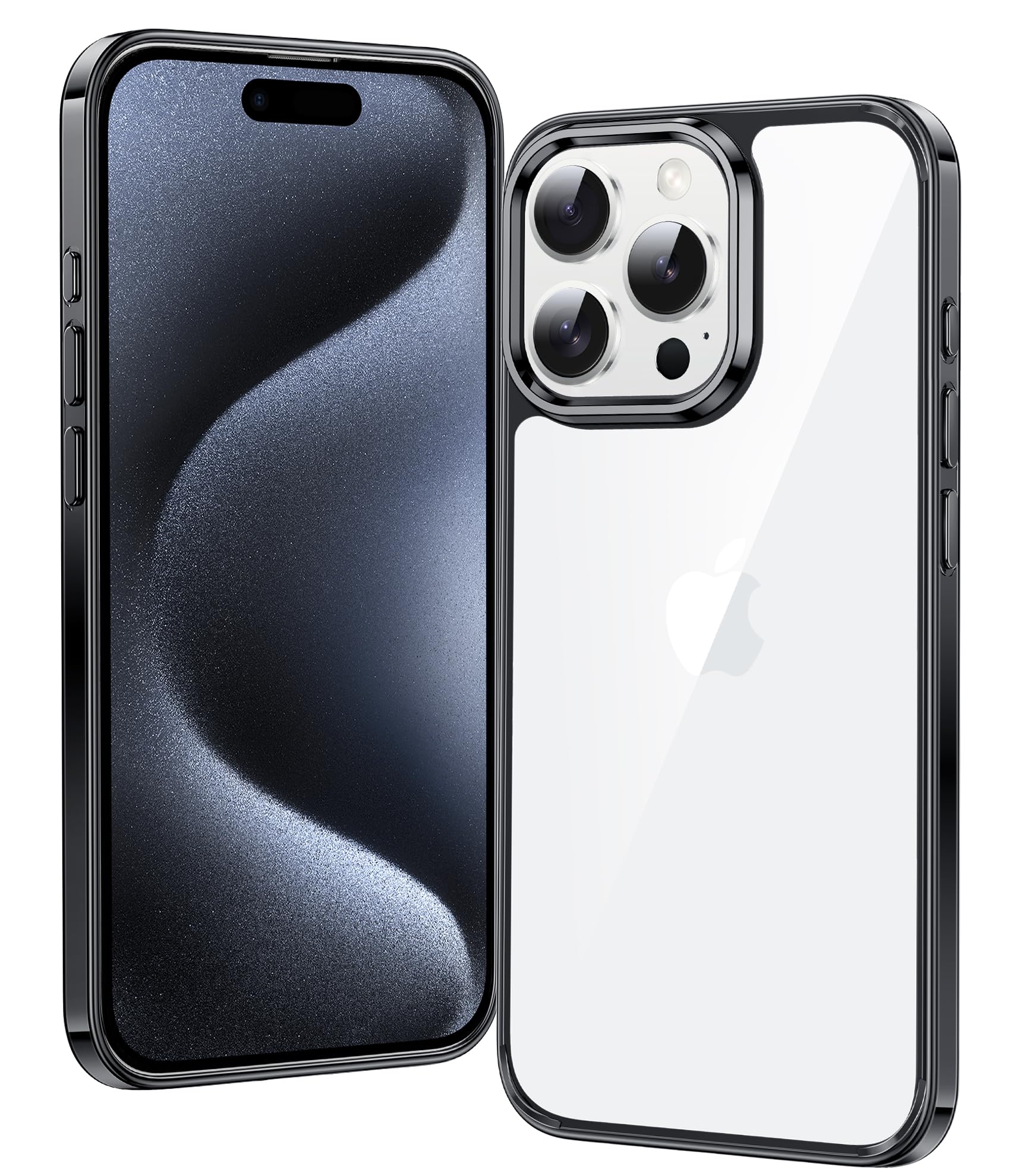 FNTCASE for iPhone 15 Pro-Max Phone Case Clear Anti Yellowing Cover | Military Grade Drop Protection, Slim Rugged Phone Cases, Shockproof Protective Bumper, Transparent Cell Cover