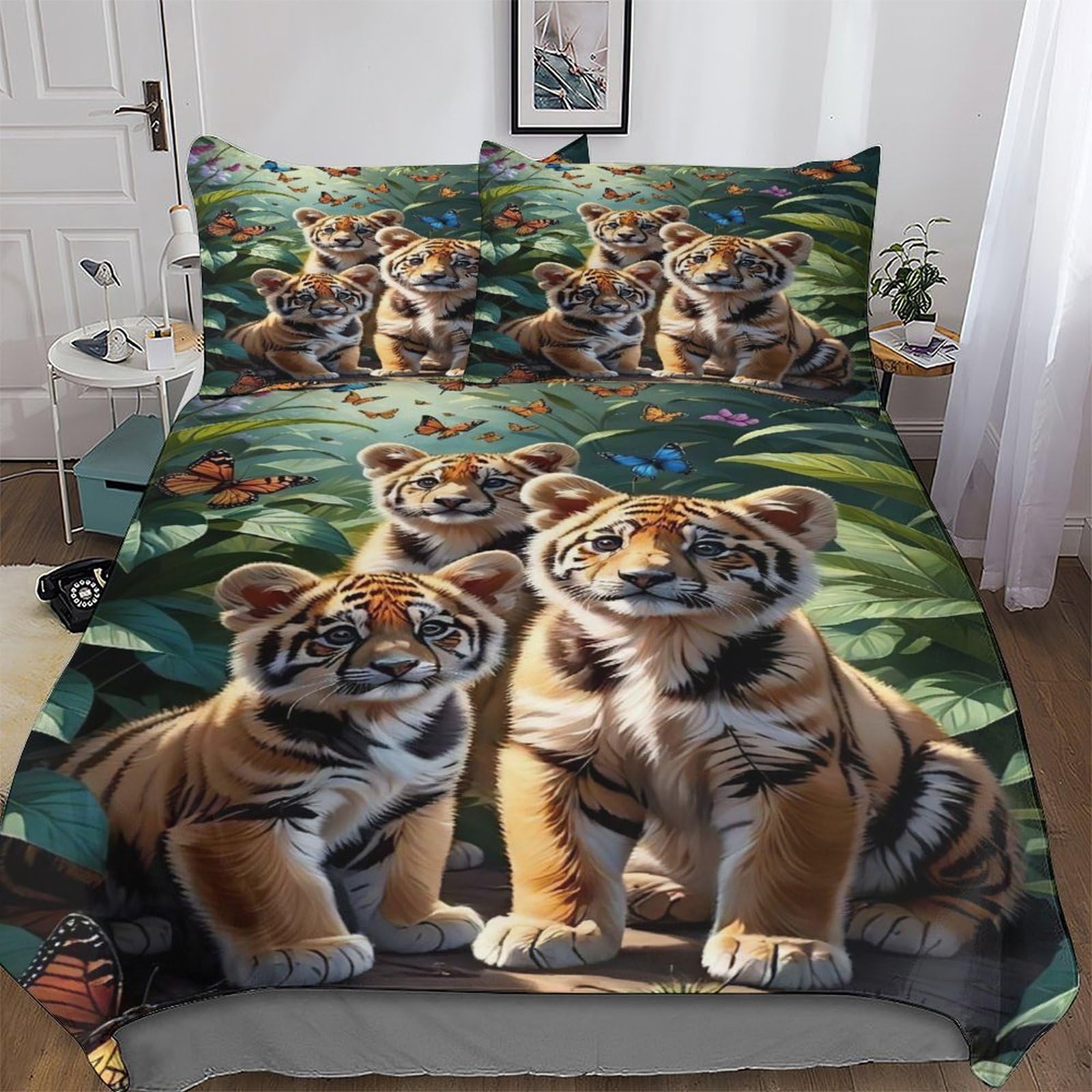 Parure de lit tigre en microfibre coton ultra douce pour lit double