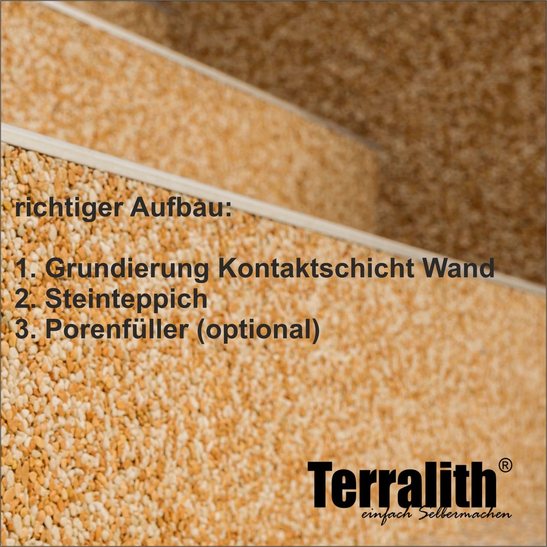 Terralith Steinteppich Marmor Komplett-Set für 1qm - Körnung: fein - 2-4mm mit Reinacrylat Bindemittel - für Wand in natur (colorato due)