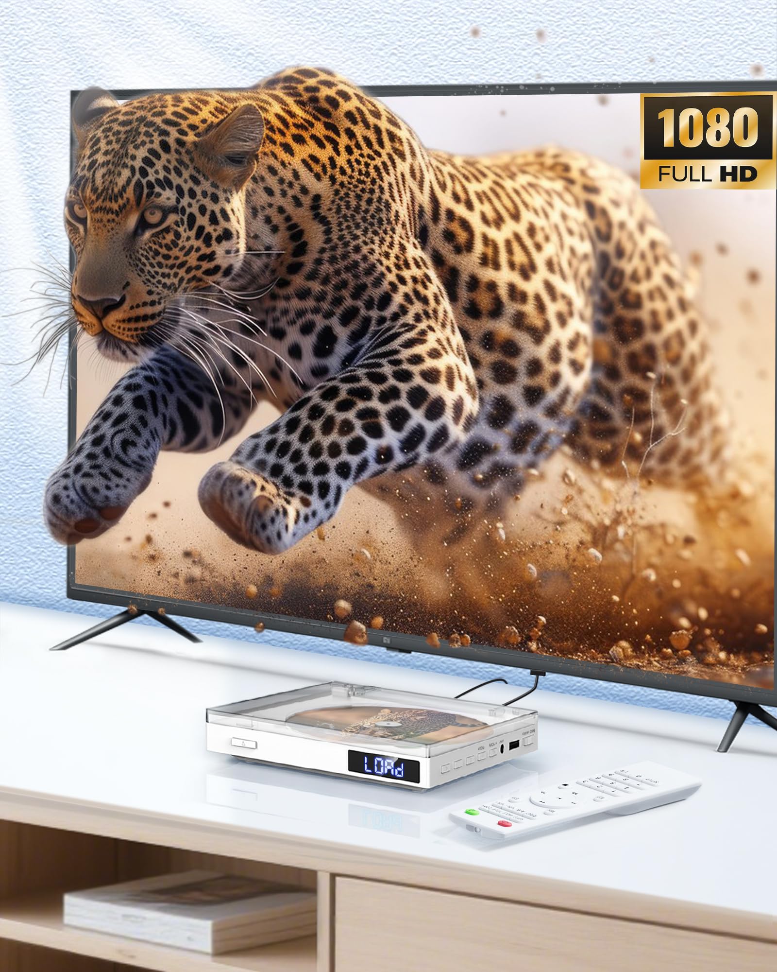 DVD Reproductor para TV, Soporta HDMI/AV/USB/AUX/PAL/NTSC, Reproductor de DVD HDMI sin Regiones, Full HD 1080p, Mini Reproductors DVDs(Blanco)