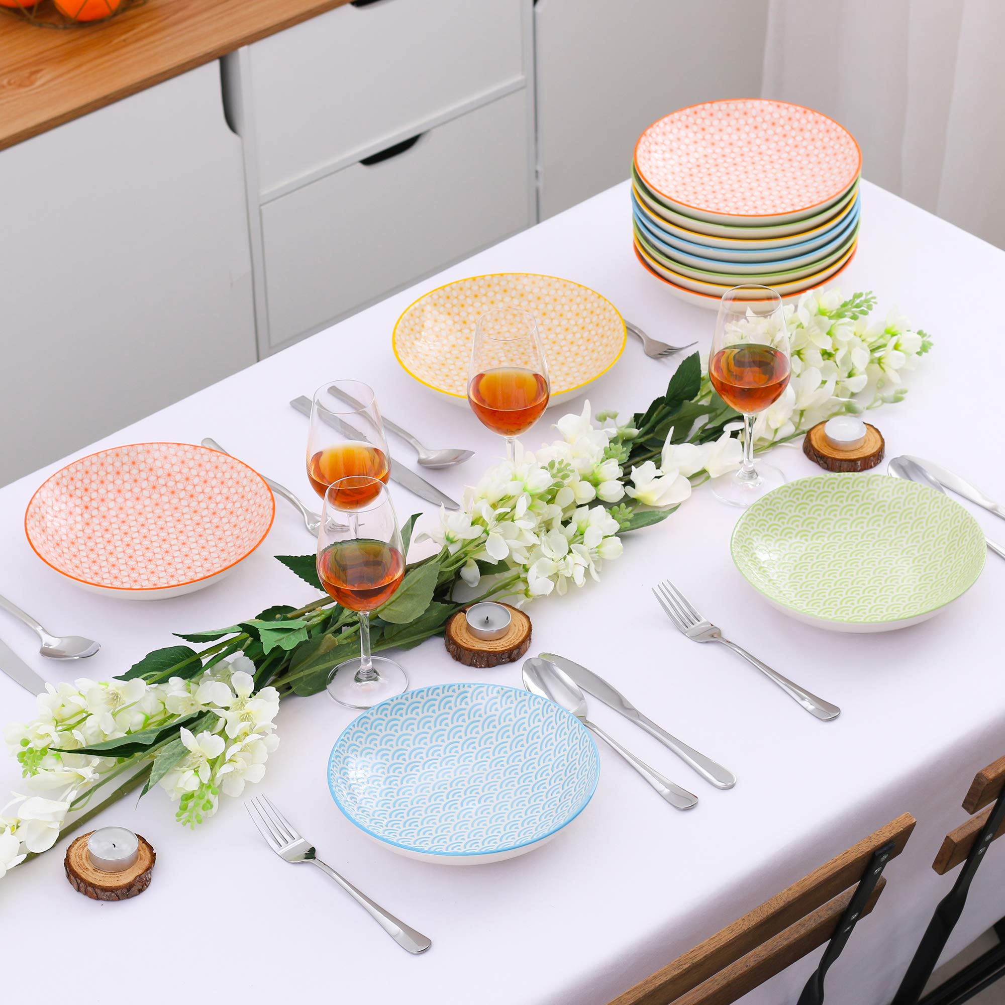 vancasso, série Natsuki, assiette creuse, 12 pièces, en porcelaine, style japonais