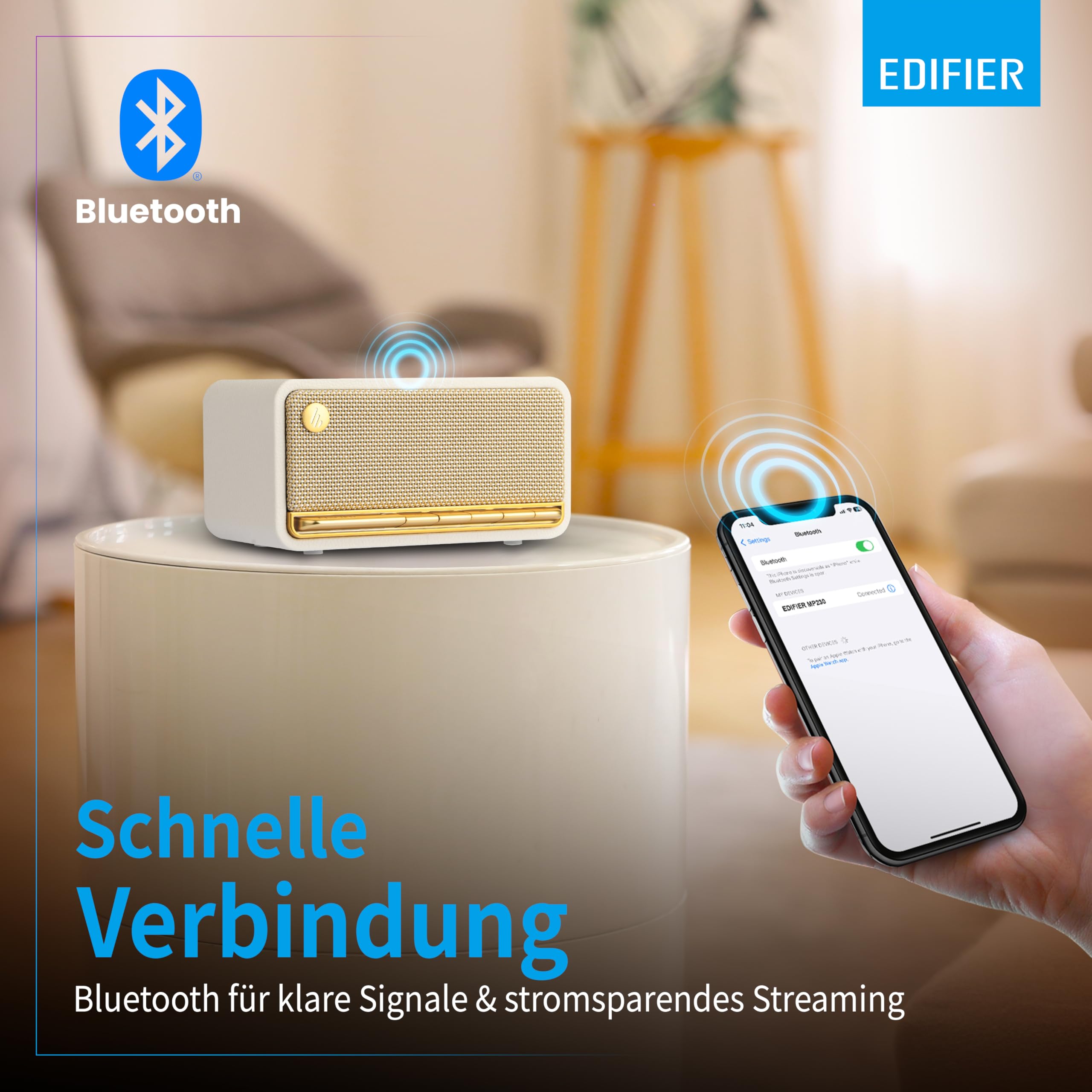 Edifier MP230 - Tragbarer Bluetooth-Lautsprecher im Retro-Design, kabellos. Wiedergabe über Bluetooth, AUX und Micro SD Karte