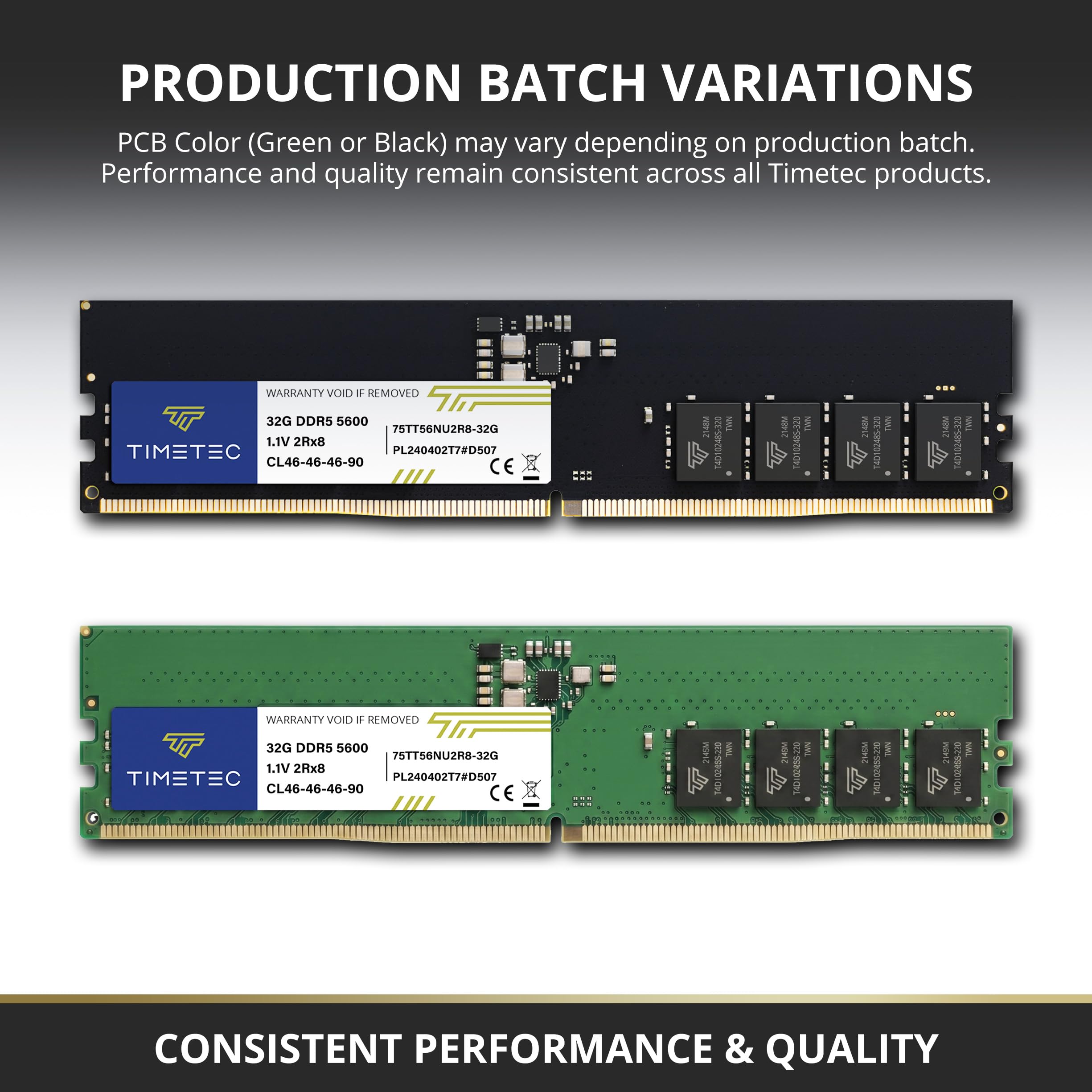 Timetec 32GB DDR5 5600MHz PC5-44800 Unbuffered Non-ECC 1.1V CL46