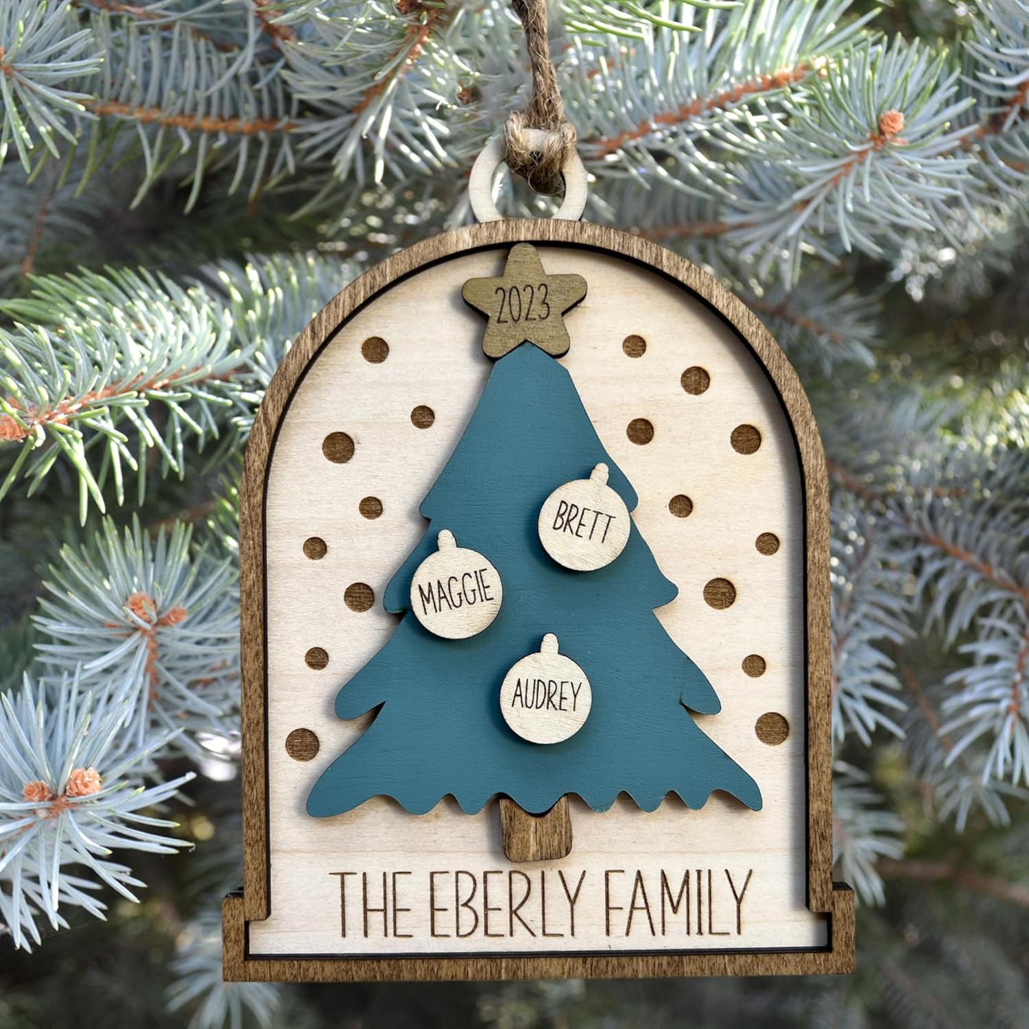 Personalized Family Christmas Tree Ornament Family 2023 Ornament Family Name