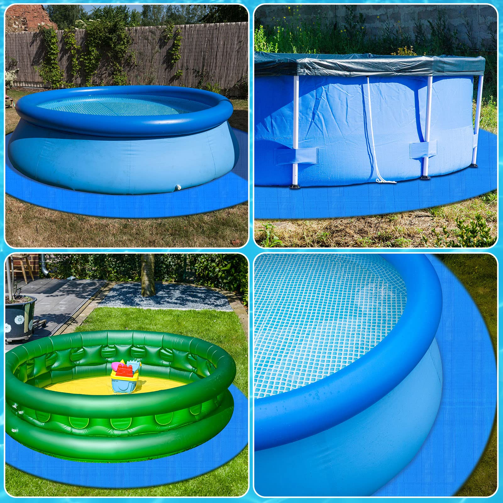 Tapis de sol rond pour piscine hors sol, tapis de protection pour éviter les crevaisons (3,6 m)