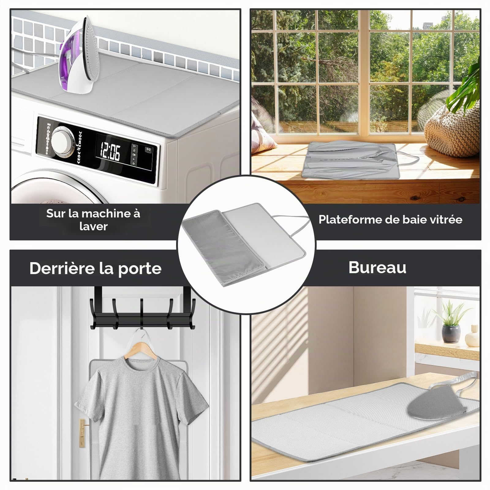 Support vapeur Steamer pour cintres, pliable, avec coussin de repassage et gants, support à vapeur rotatif à 360°, longueur réglable de 84 à 160 cm, séchoir portable pour vêtements