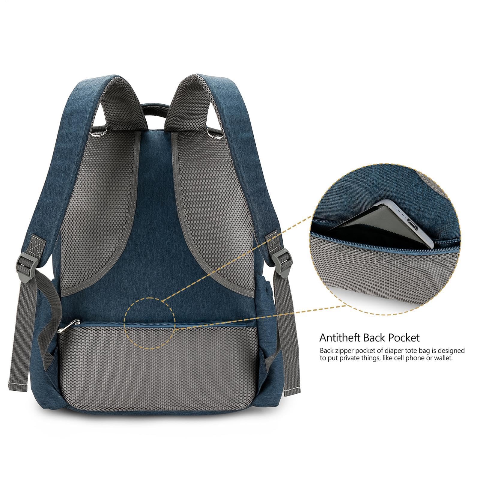 Grande zaino per pannolini, doppio strato da viaggio indispensabile, borsa tote con cinghie per passeggino, borsa da viaggio impermeabile con porta di ricarica multifunzione
